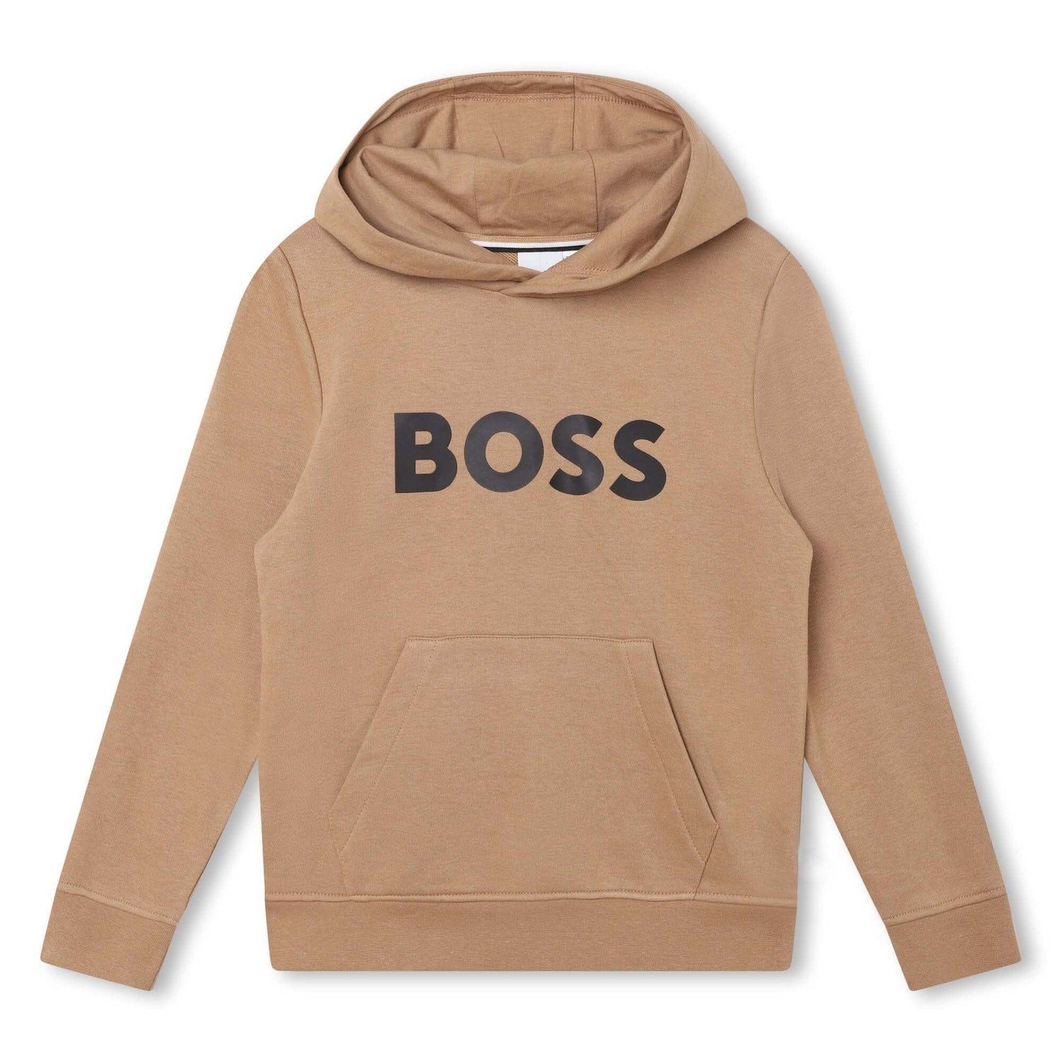 Boss Kidswear Hoodie BOSS Kids Kapuzenpullover braun (cookie) mit schwarzem Logo