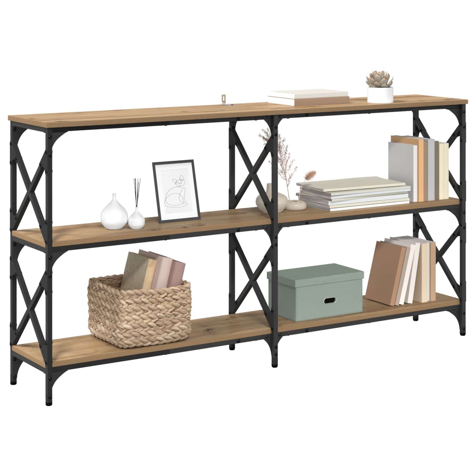 vidaXL Nachttisch Konsolentisch Artisan-Eiche 156 x 28 x 80,5 cm Holzwerkstoff (1-St)