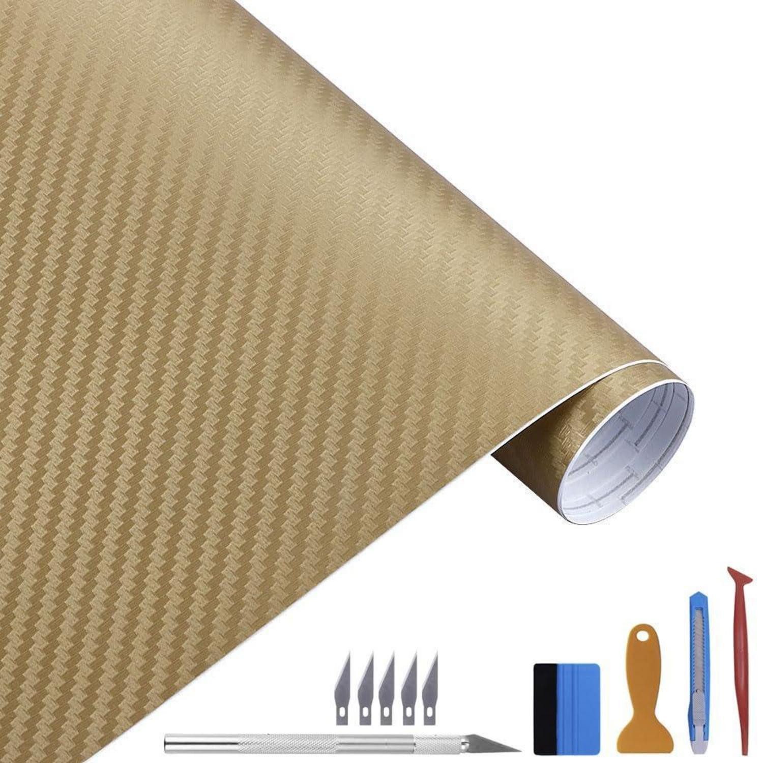 LuxusKollektion Lackschutzfolie Autofolie Carbon Selbstklebend Matt Blasenfrei Vinyl Gold 30cm x 300cm, (1-St)