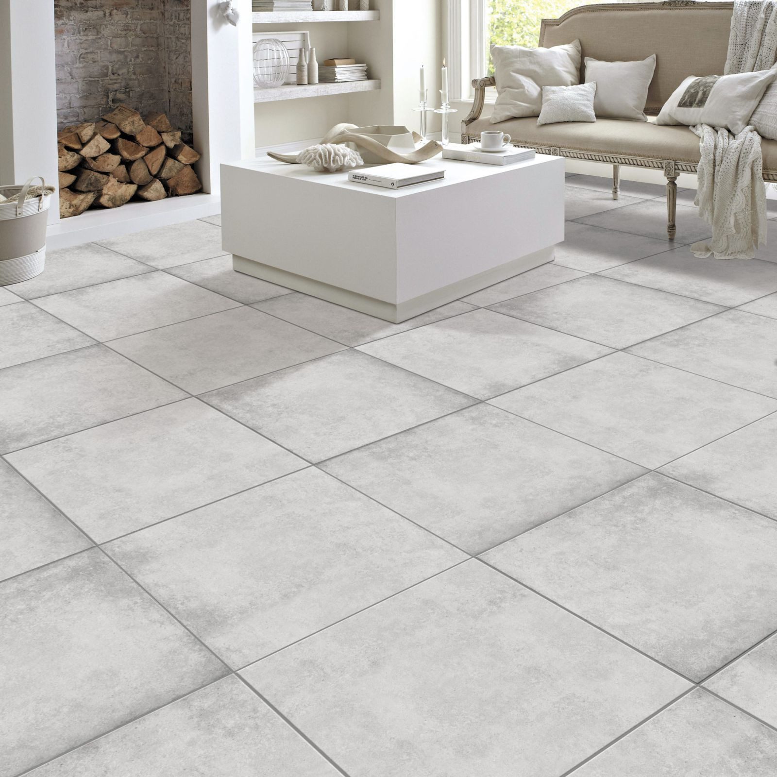 Bodenfliese 1 Paket (1,44 m) Fliesen CEMENTO VIENNA (60 × 60 cm), matt, grau, grau, matt Beton Zementoptik Duschboden Fußboden Badfliesen Flur