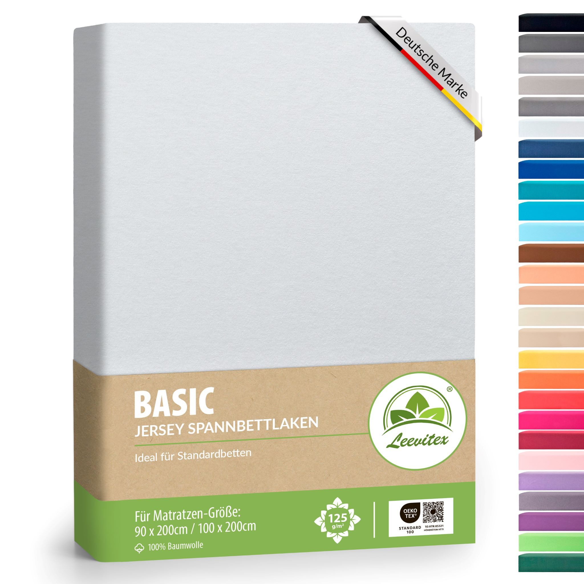 leevitex® Spannbettlaken in verschiedenen Größen und Farben, Jersey aus 100% Baumwolle, Jersey, Gummizug: rundum, (1 Stück), für Kinder- & Standardmatratzen, OEKO-TEX® STANDARD 100 zertifiziert