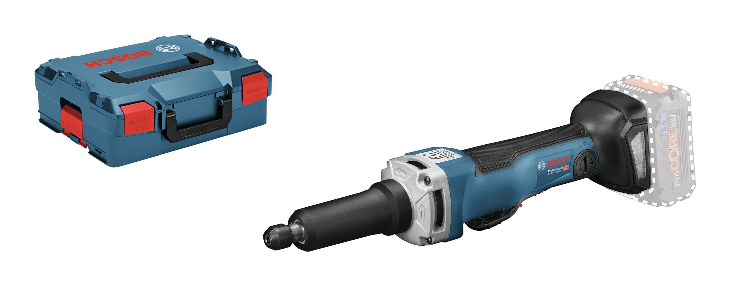 Bosch Professional Akku-Geradschleifer GGS 18V-23 PLC, max. 23000 U/min, Ohne Akku - in L-BOXX 136