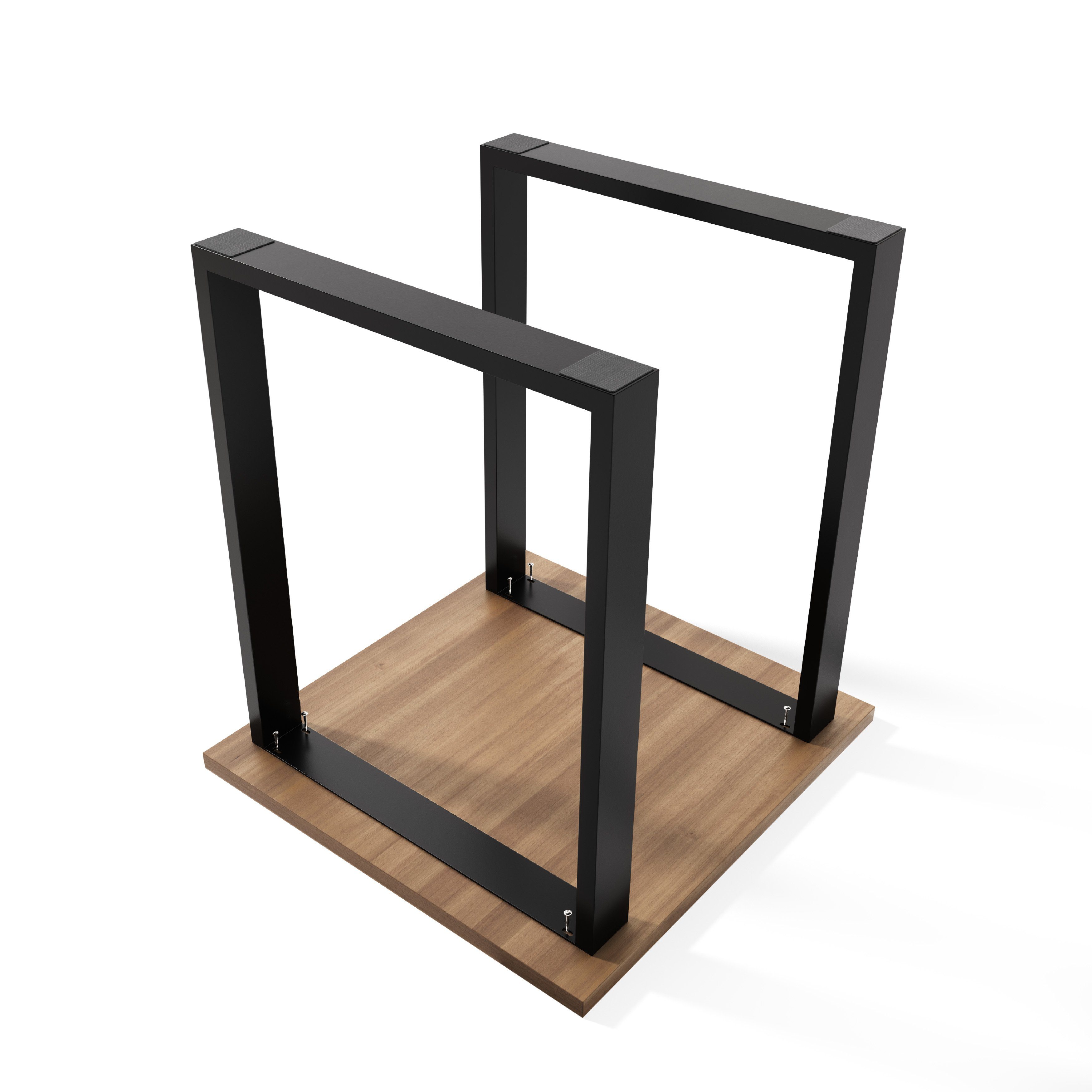sossai® Tischgestell Stahl Tischkufen 58cm x 71cm in Schwarz (2-St)