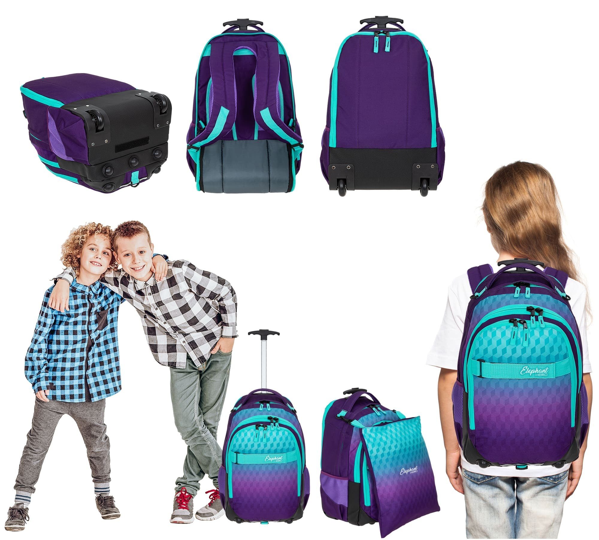 ELEPHANT Schulrucksack Trolley Hero Signature Schultrolley, Rucksacktrolley Schule Rucksack Rollen 3 Fächer Daypack Trolly – Bild 5 von 5