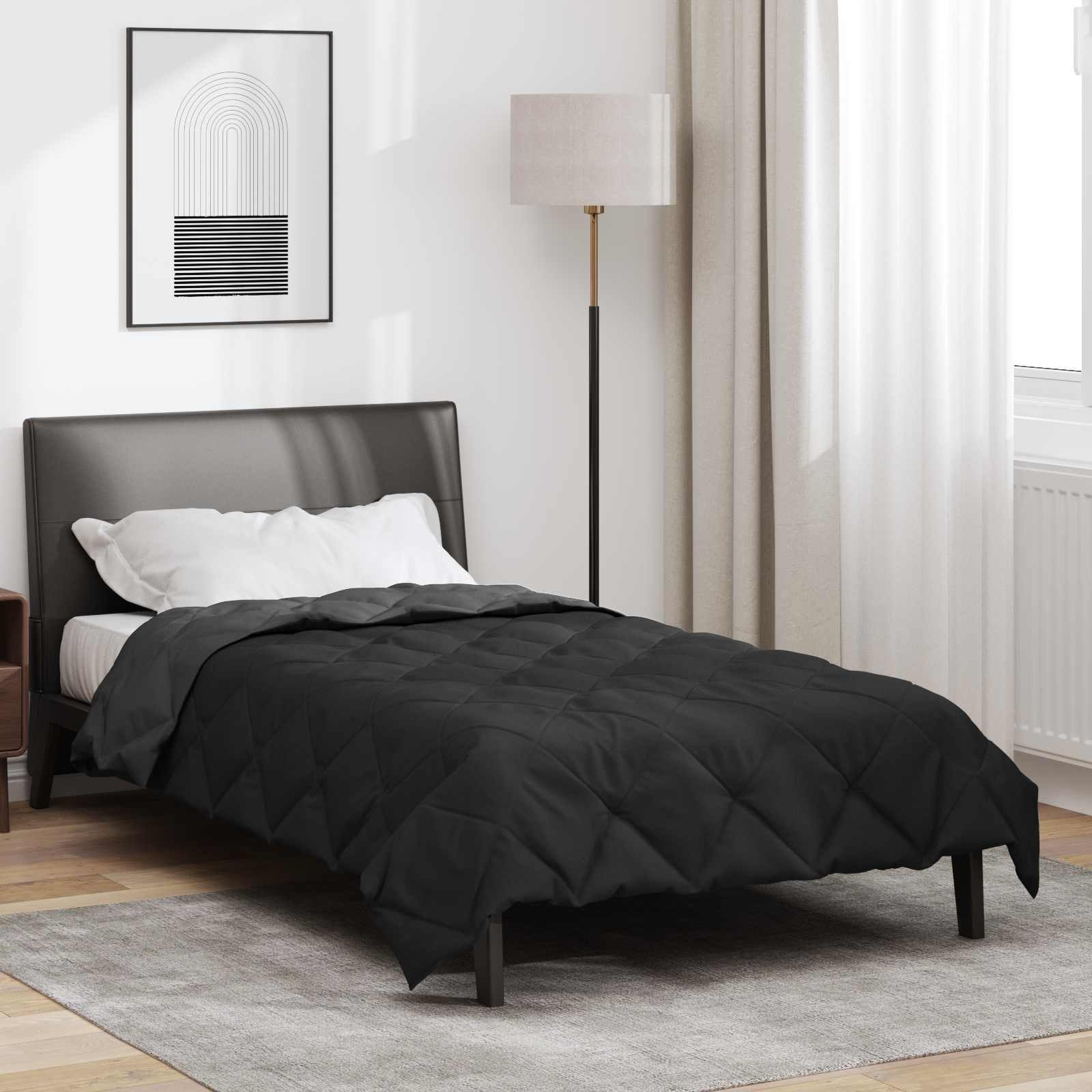 vidaXL Baumwollbettdecke Sommerdecke 200 x 135 cm Sommer 200 gsm Schwarz und Anthrazit, Bezug: Mikrofaser – Bild 4 von 5