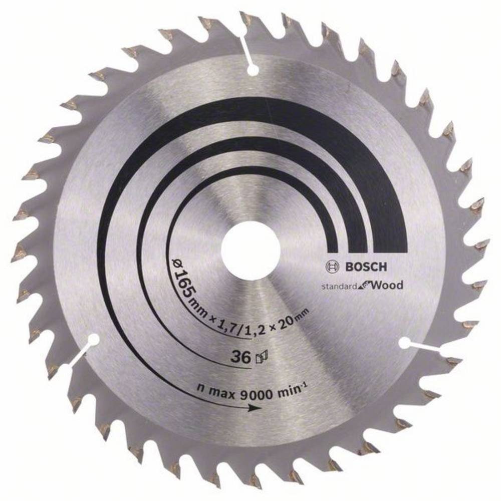 BOSCH Kreissägeblatt Kreissägeblatt Wood für Handkreissägen, 165 x 20/16 x 1.7 mm