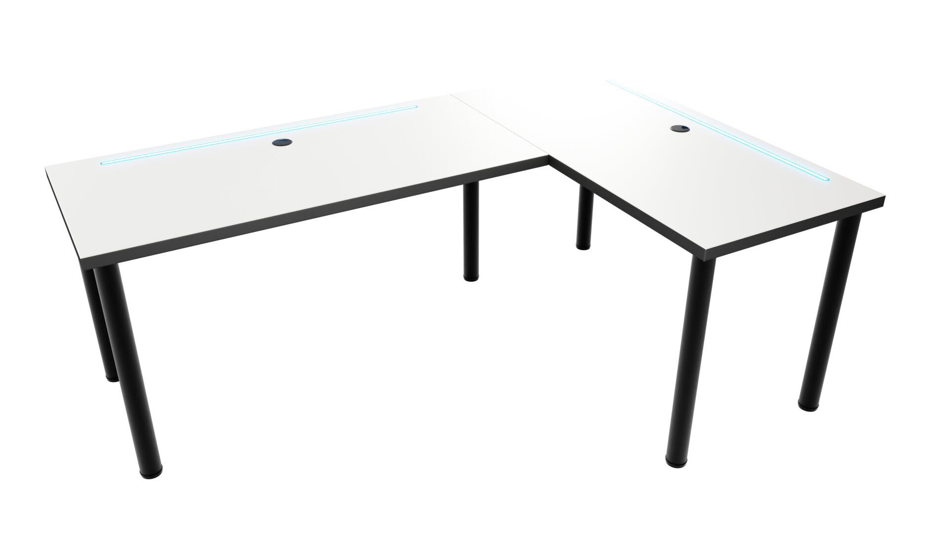 MÖBELSYSTEM Gamingtisch MÖBELSYSTEM Gaming Schreibtisch, beidseitig montierbar, LED, weiß (Packung, 1 Tisch), Breite 160 cm