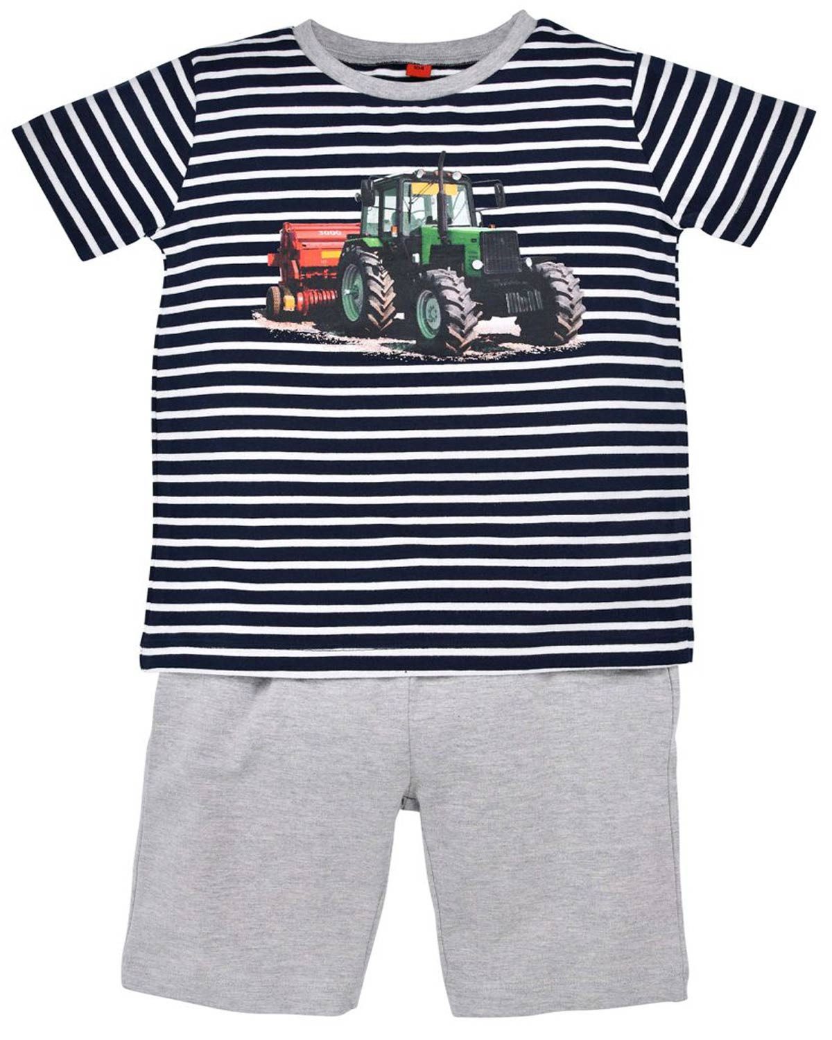 BONDI T-Shirt Jungen Shorty Pyjama'Traktor' 33157, Stripe Navy