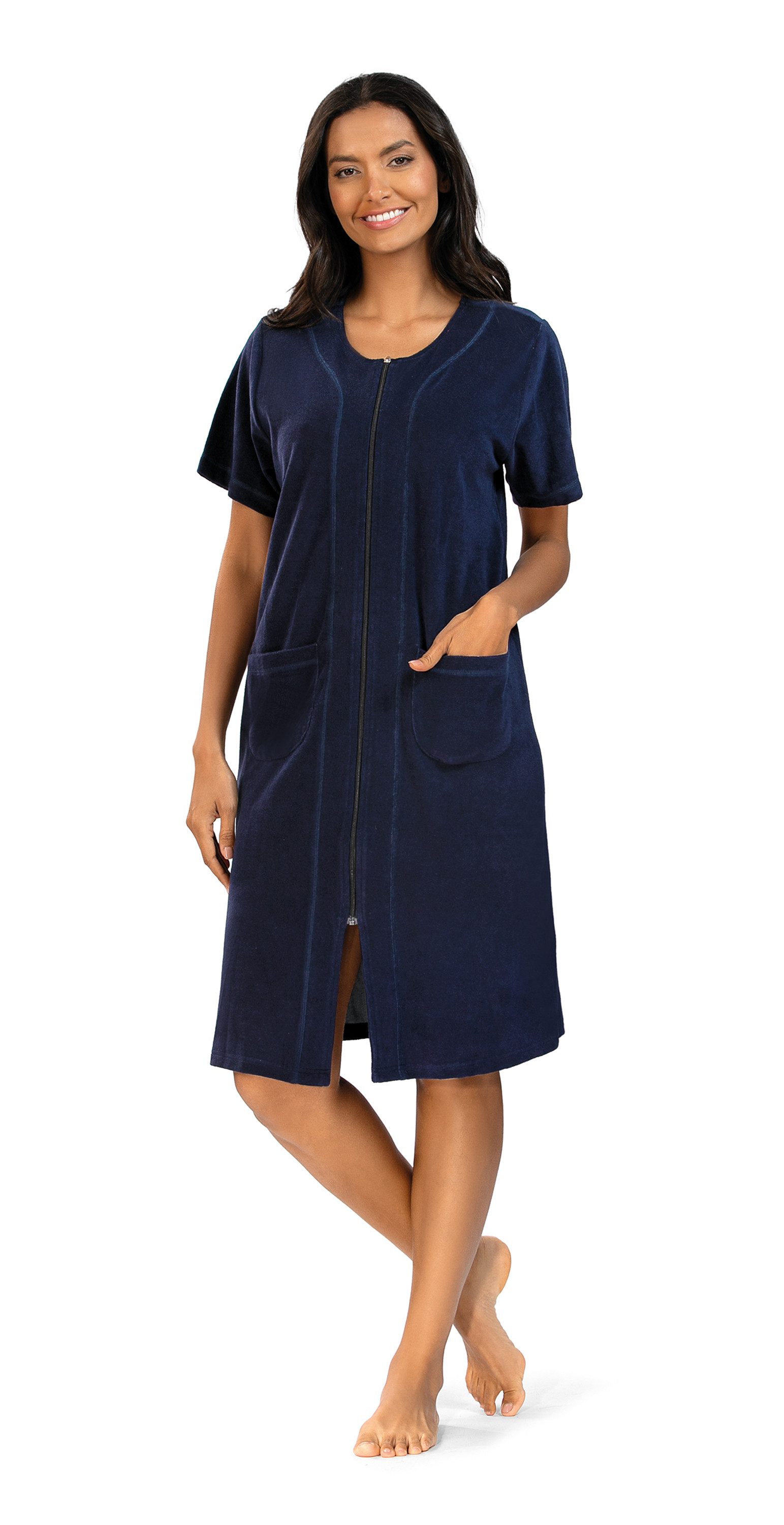comtessa Sommerkleid Comtessa Damen Frottee Hauskleid Strandkleid (1-tlg) pflegeleichtes, bequem und adrettes Hauskleid