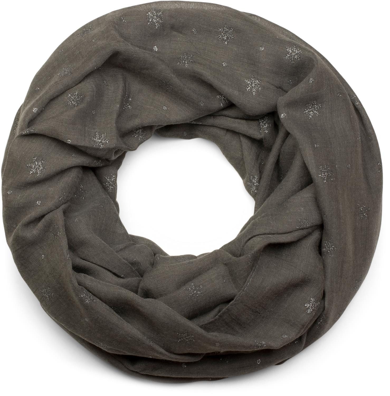 styleBREAKER Loop Loop mit glitzerndem Schneeflocken Print, (1-St)
