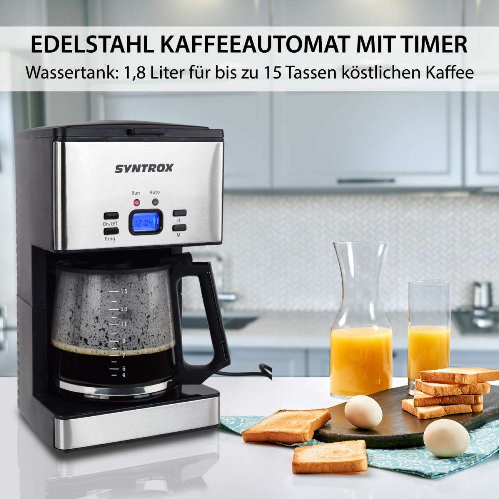 Syntrox mit Kaffeeautomat Timer Edelstahl Syntrox Filterkaffeemaschine Syntrox Kaffeemaschine Germany