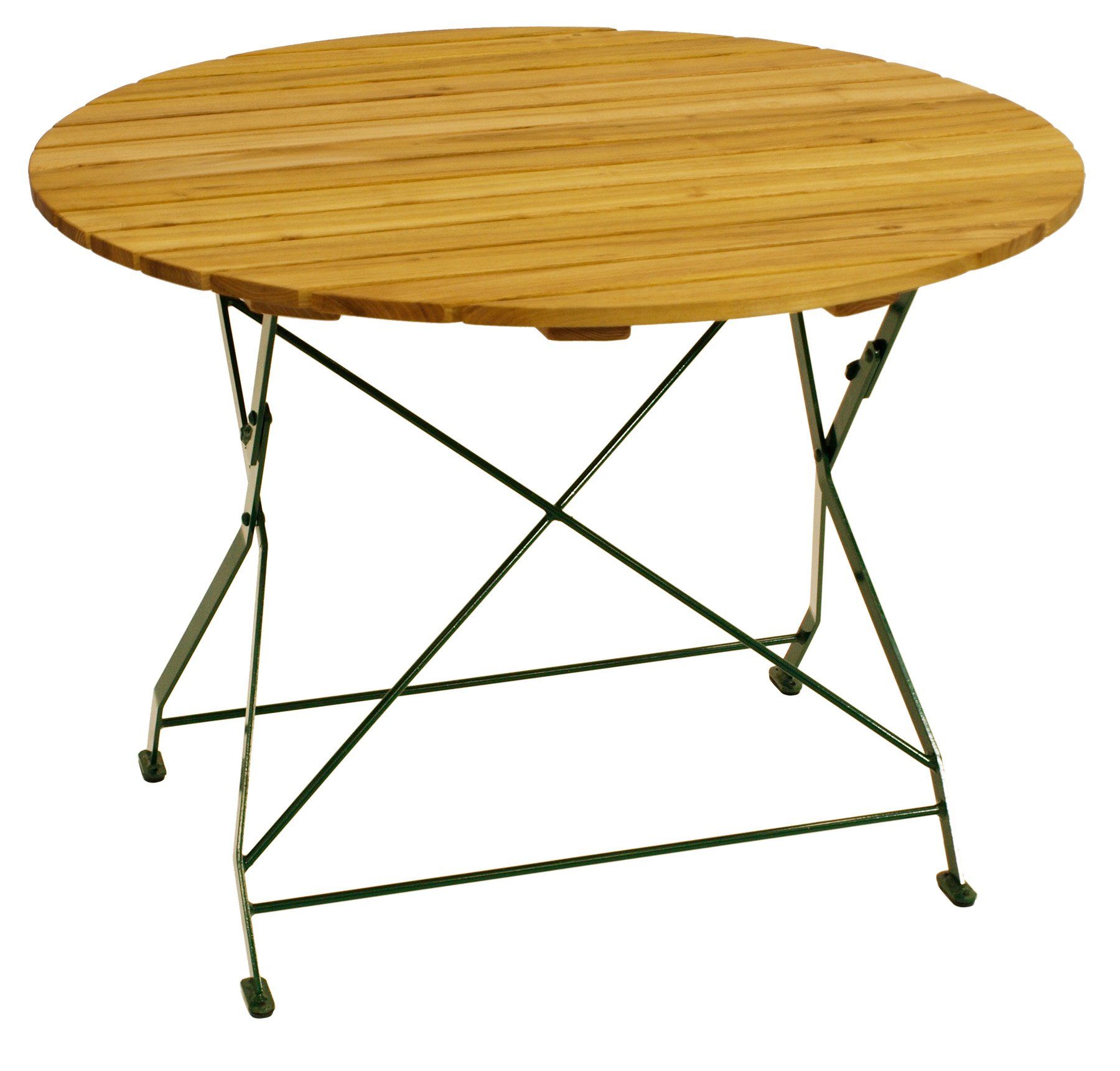 DEGAMO Gartentisch BAD TÖLZ (1-St), rund 100cm, Gestell Flachstahl dunkelgrün, Belattung Robinie, klappbar