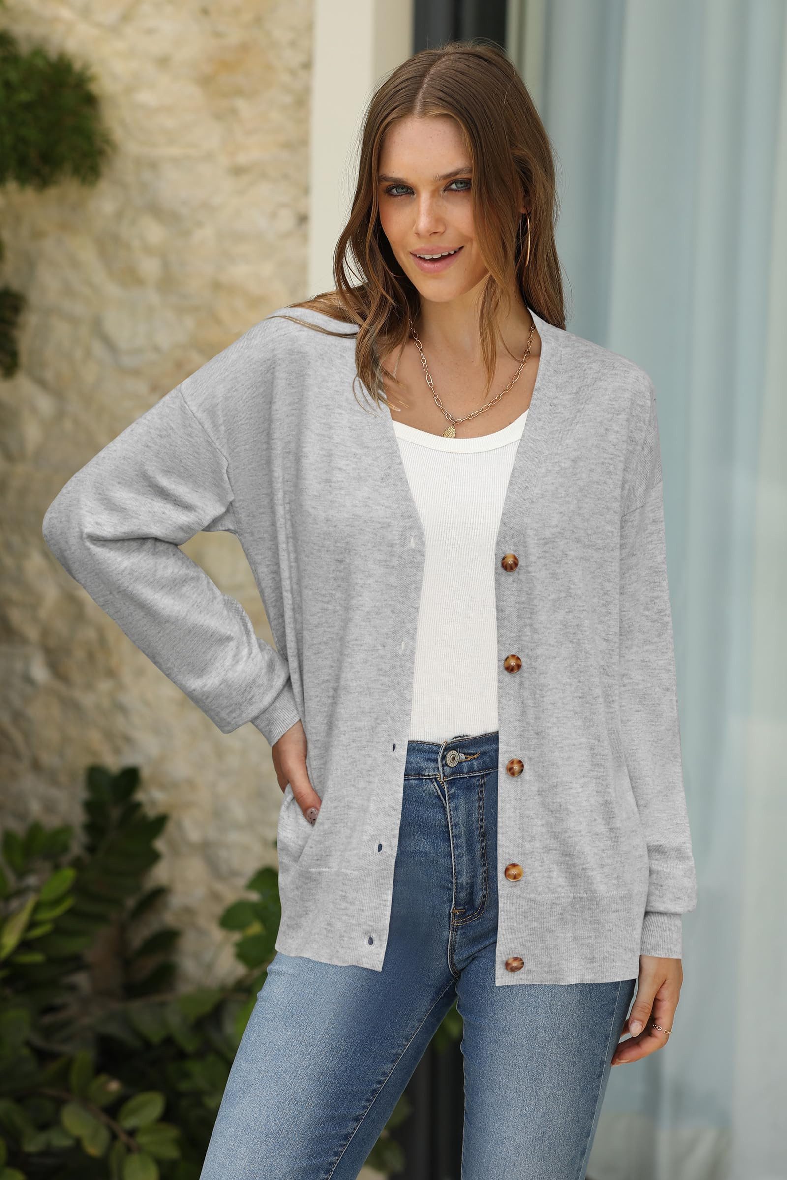 Arach&Cloz Strickjacke Damen Cardigan Strickmantel V-Ausschnitt Langarm mit günstig online kaufen