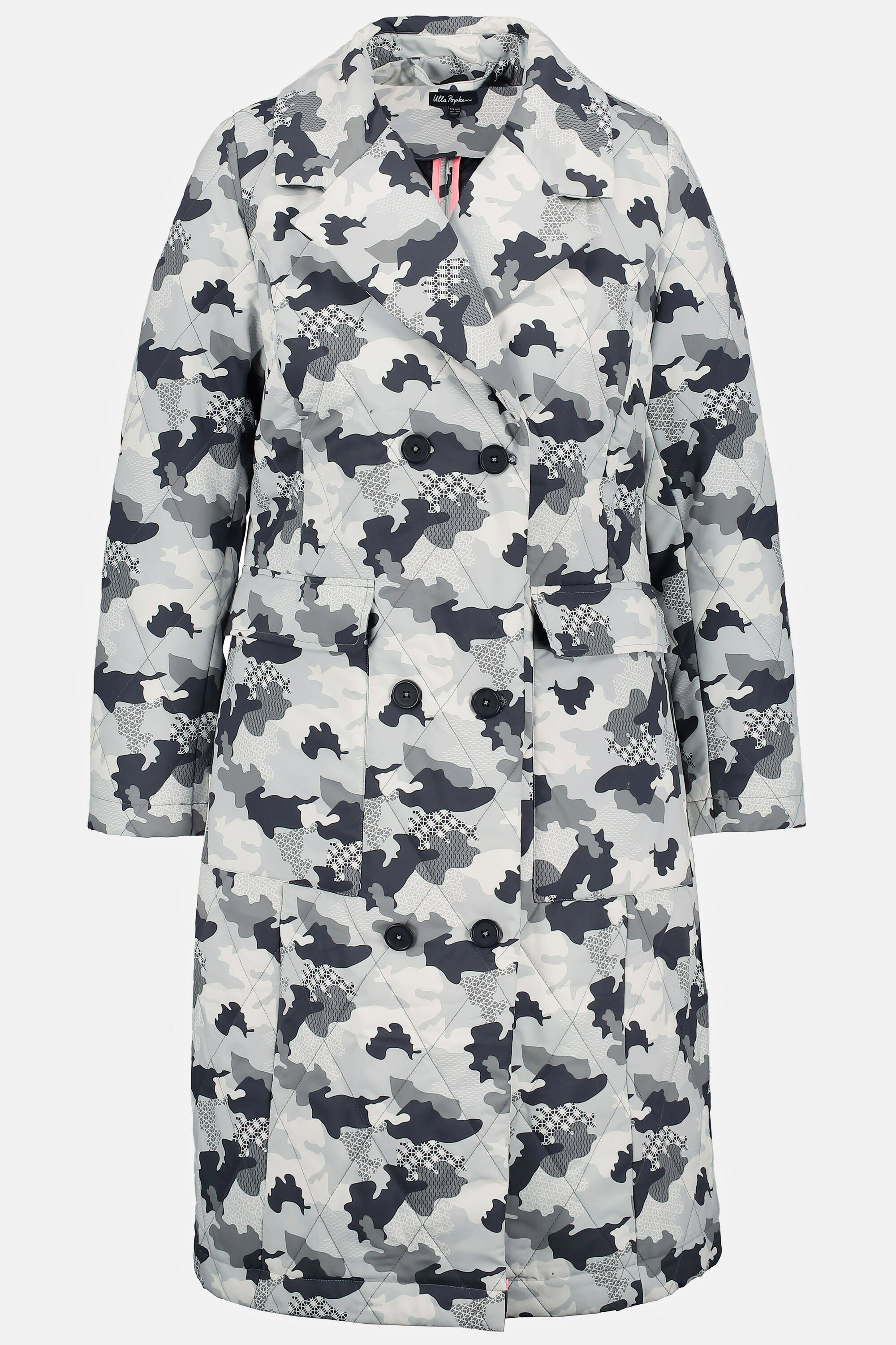 Ulla Popken Steppmantel Steppmantel Camouflage Peace-Rückenmotiv