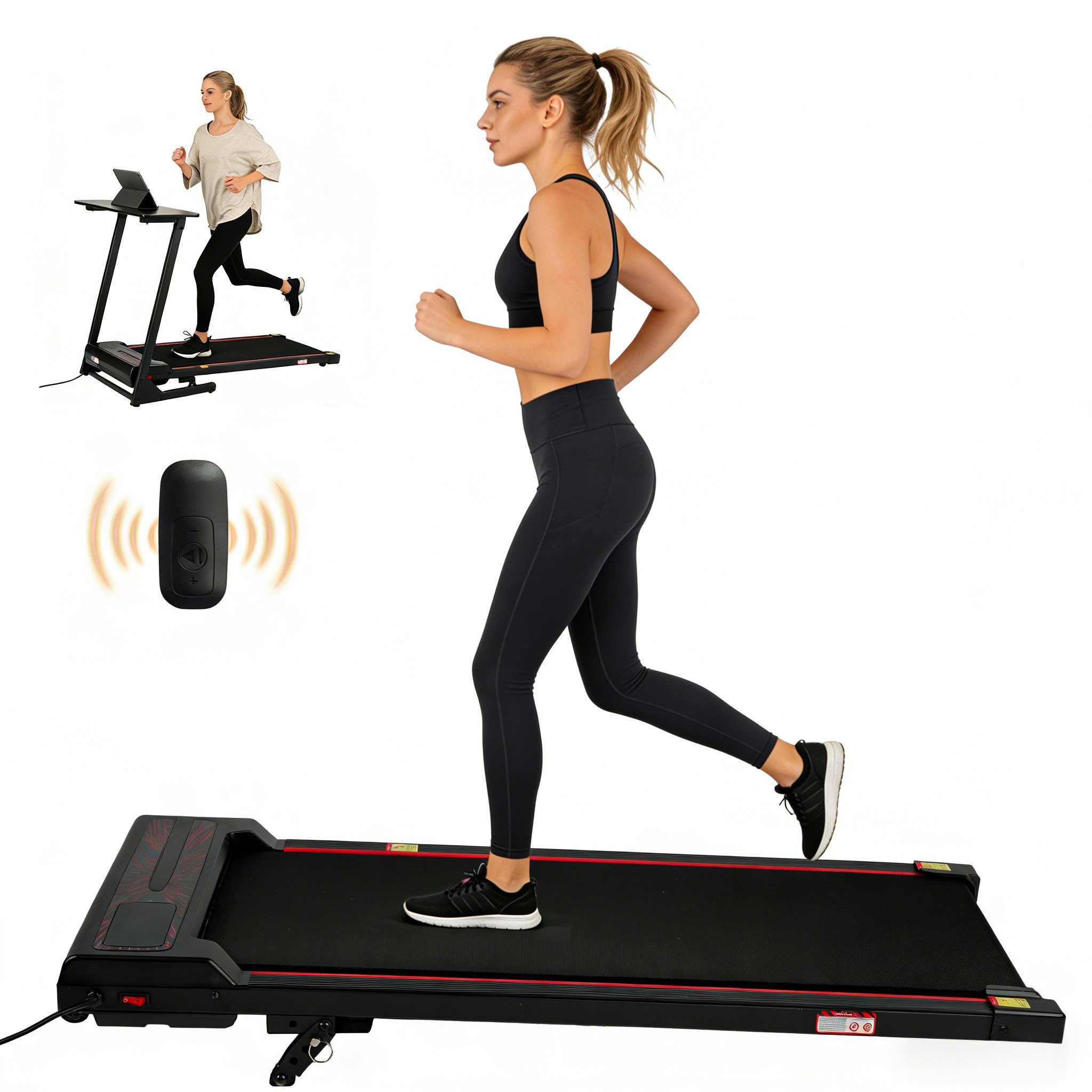 Vankel Laufband Walking Pad, mit Steigung 6%, 5-lagiger Laufmatte (Fernbedienung), mit LED-Display, bis 120 kg