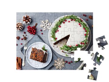 puzzleYOU Puzzle Weihnachtlicher Obstkuchen, Pudding, 48 Puzzleteile, puzzleYOU-Kollektionen Weihnachten