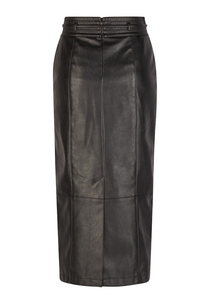 A-Linien-Rock Midirock in Leder-Optik black