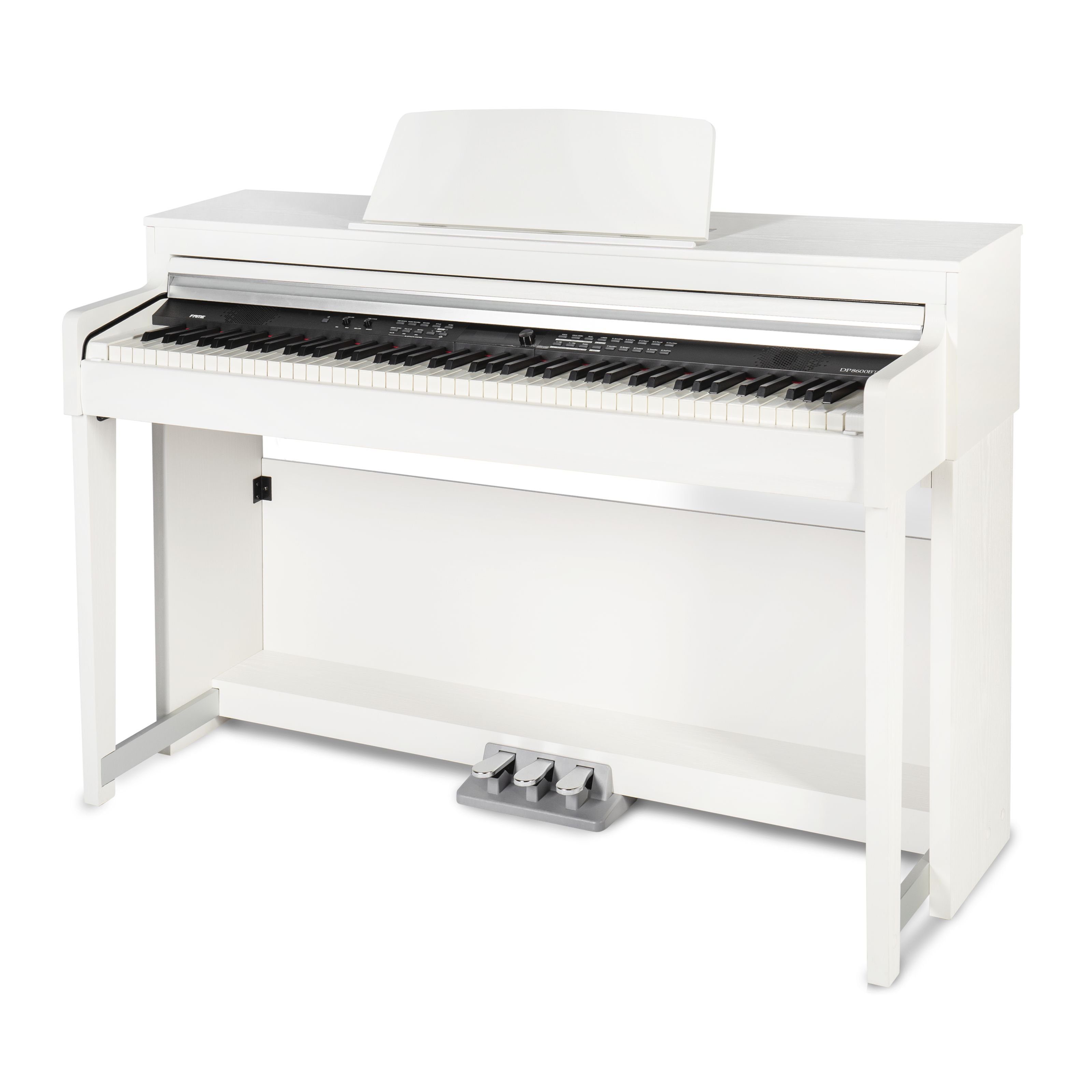 FAME Digitalpiano (DP-8600 BT WH Digitalpiano, 88 Gewichtete Tasten mit Hammermechanik, 181 Sounds, USB und Bluetooth, Integrierter Effektprozessor und Aufnahmefunktion, Weiß), Digitalpiano, 88 gewichtete Tasten, Hammermechanik