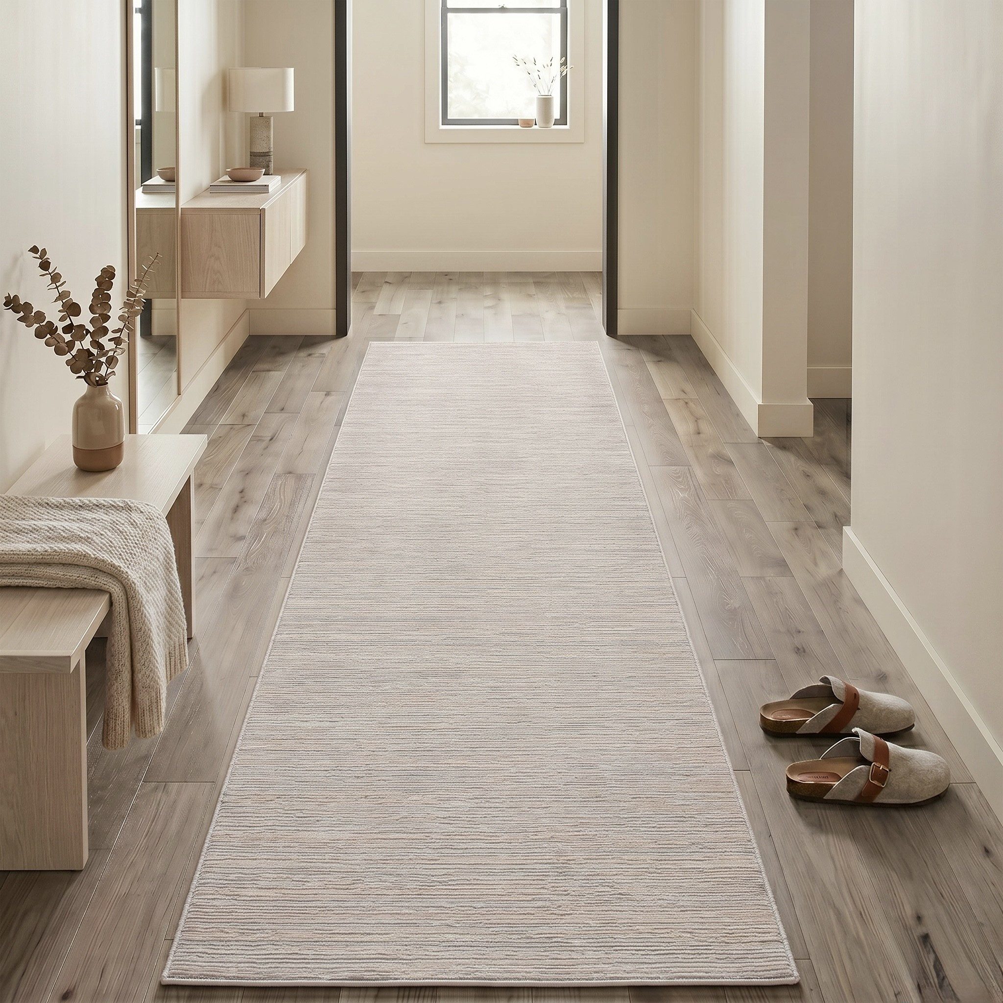 Sehrazat Teppich LIMA, auch als Läufer und in RUnd, rechteckig, Höhe: 10 mm, Kurzflor, Linienstruktur, leichter Glanz, Wohnzimmer