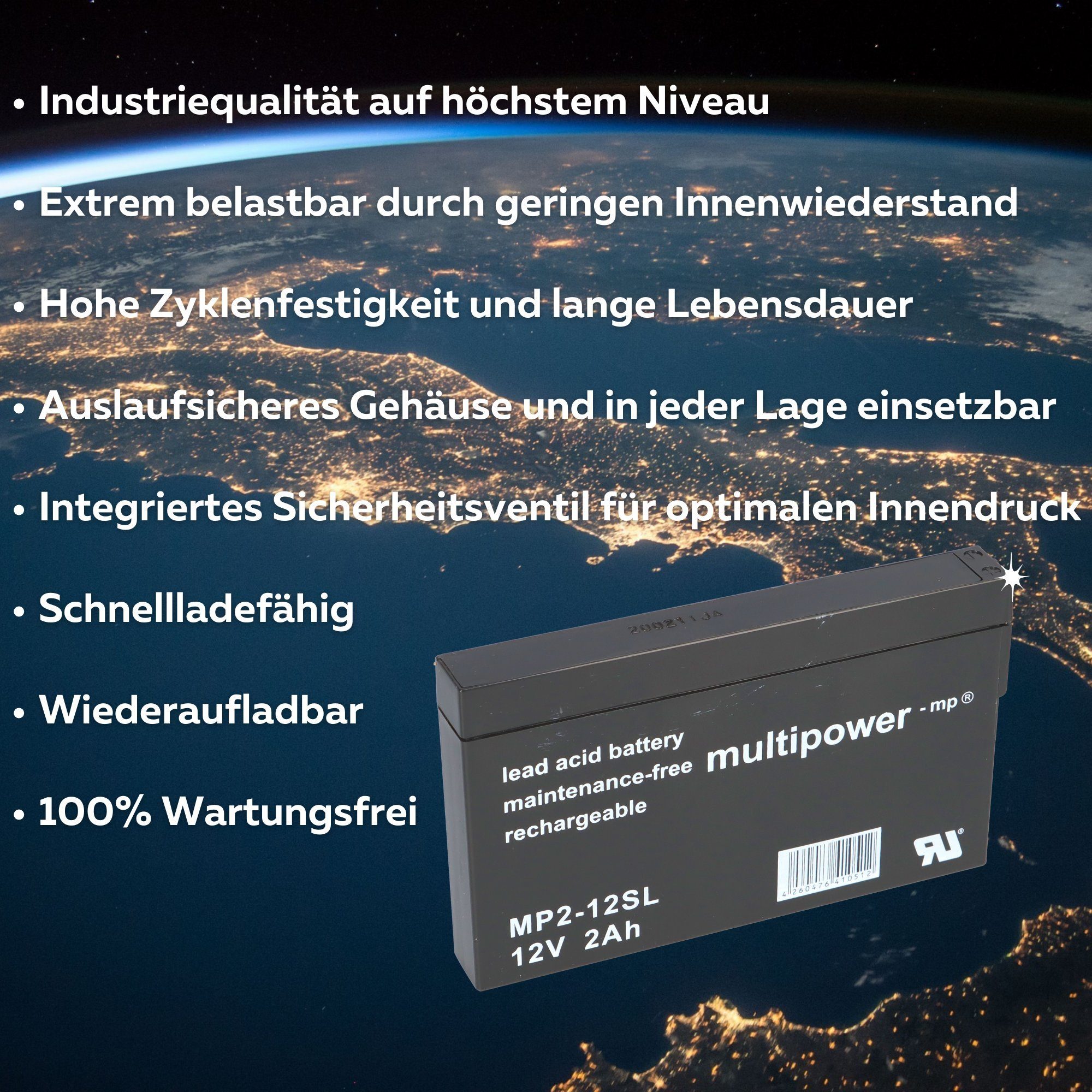 Multipower Multipower Blei-Akku MP2-12SL Pb 12V / 2,0Ah Bleiakkus