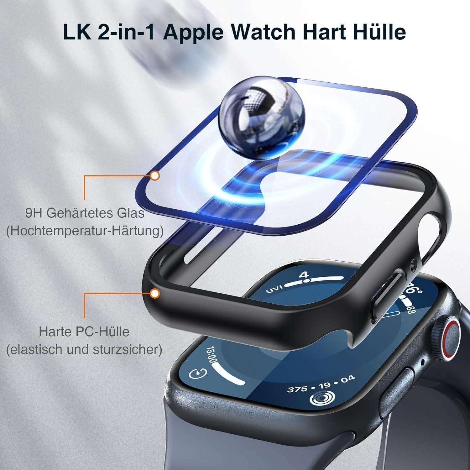 LuxusKollektion Smartwatch-Hülle Schutzhülle für Apple Watch 9/8/7 45mm Schwarz