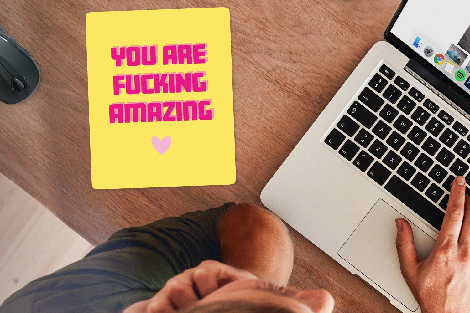 MuchoWow Mauspad Gelb - Valentinstag - Text (1-St), Gaming, Mousepad Klein, Büro Zubehör, Mausunterlage, 19x23 cm