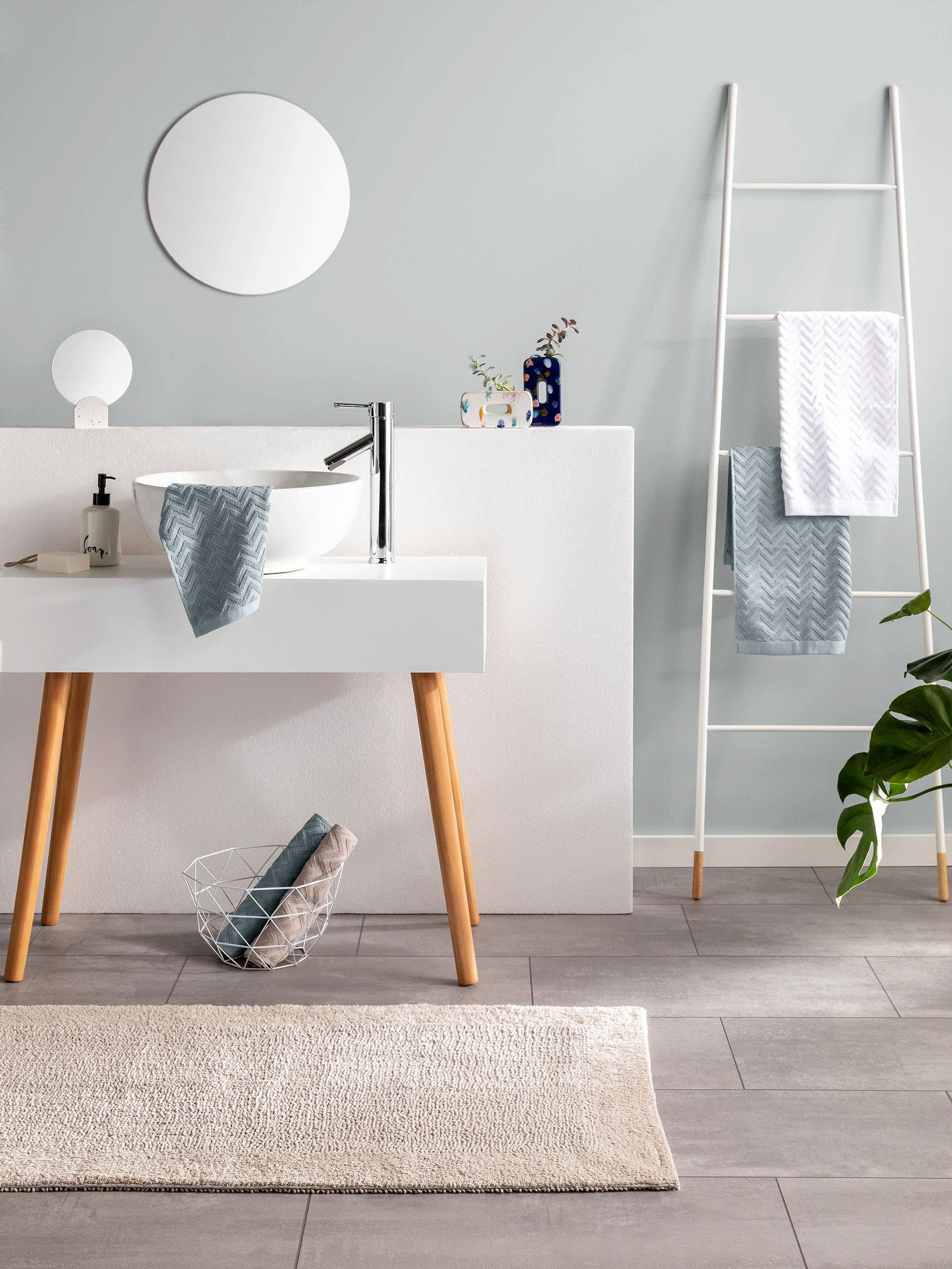 benuta Badematte Loops, Höhe 6 mm, Baumwolle, rechteckig, 100% Baumwolle, handgewebt, Uni, Natural Living, Badezimmer