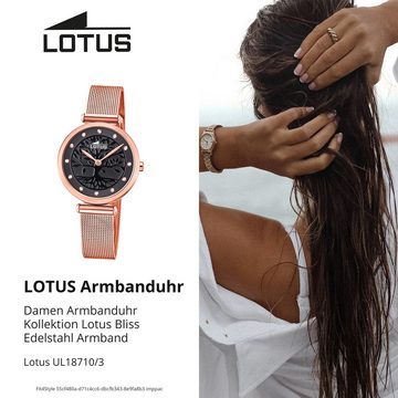 Lotus Quarzuhr LOTUS Damen Uhr Fashion 18710/3, Damenuhr rund, klein (ca. 29mm) Edelstahlarmband rosegold