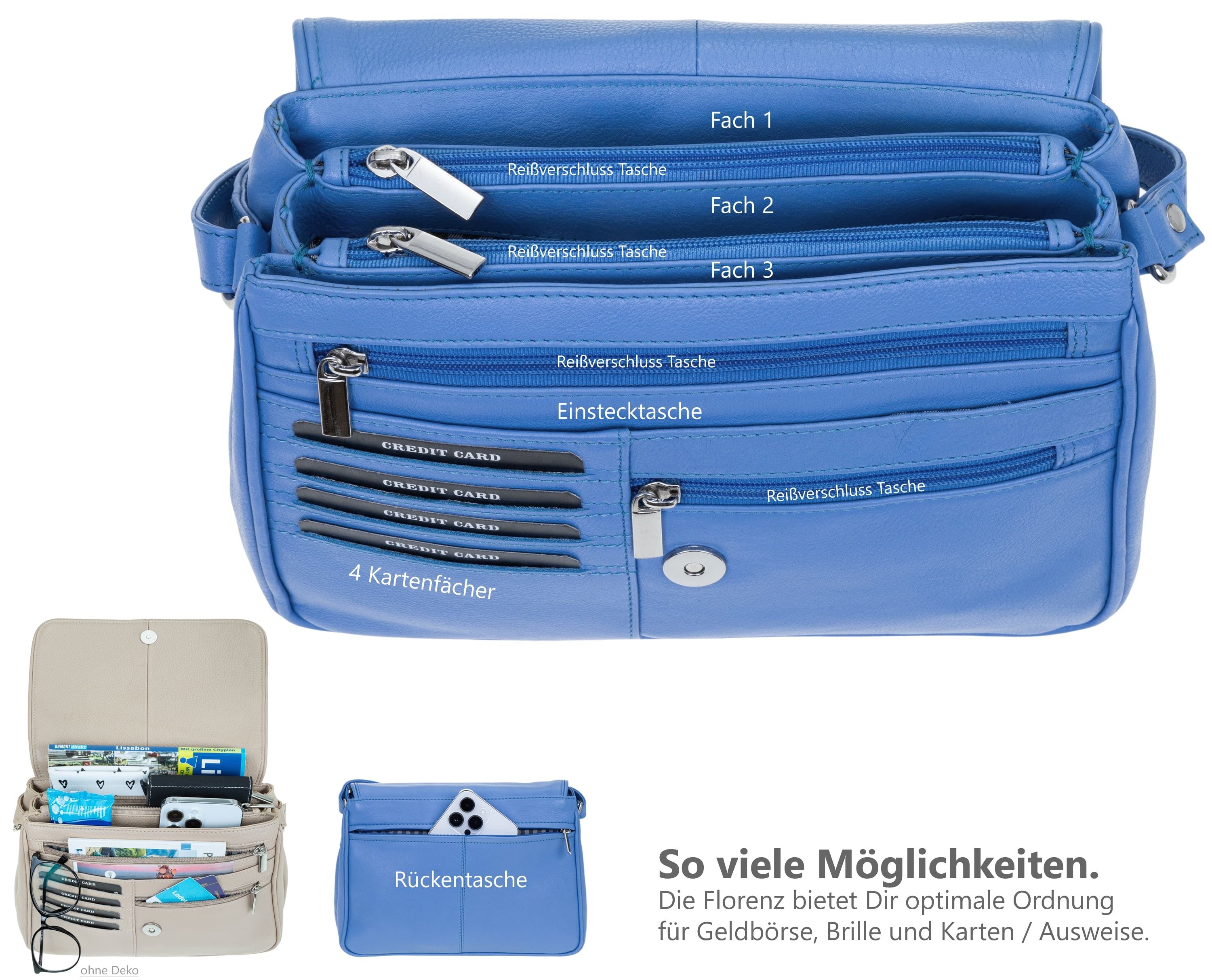 Alessandro Salvatore Handtasche Leder Damen mittel klein Lederhandtasche, S günstig online kaufen