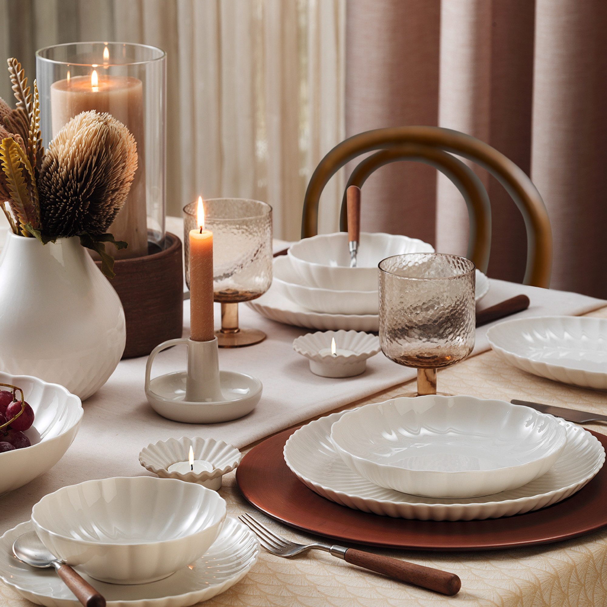 Kütahya Porselen Tafelservice Kütahya Porselen Bone Luz 18-tlg. Geschirrset für 6 Personen, 6 Personen, Porzellan