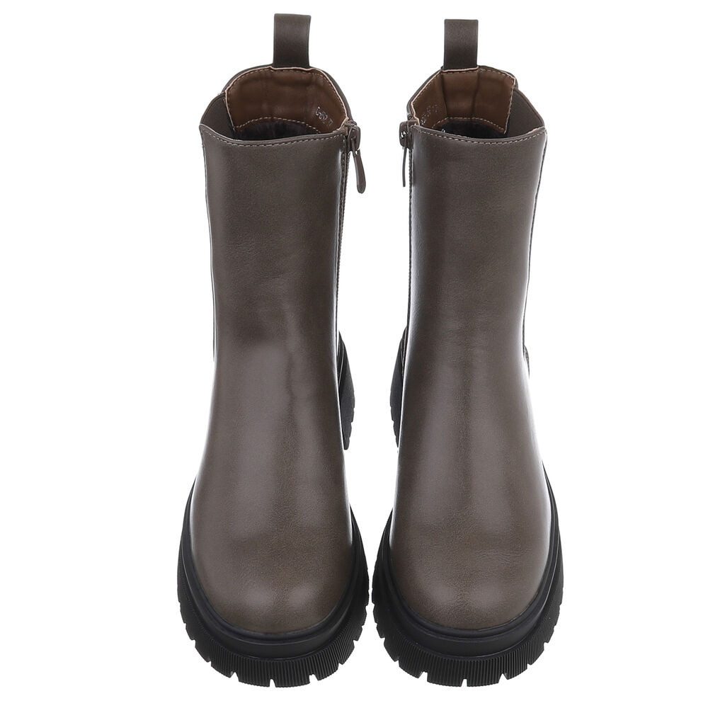 Ital-Design Stylischer Chelsea Boot mit elastischen Einsätzen für Damen Plateaustiefelette (90515131) Blockabsatz Stiefeletten in Grau
