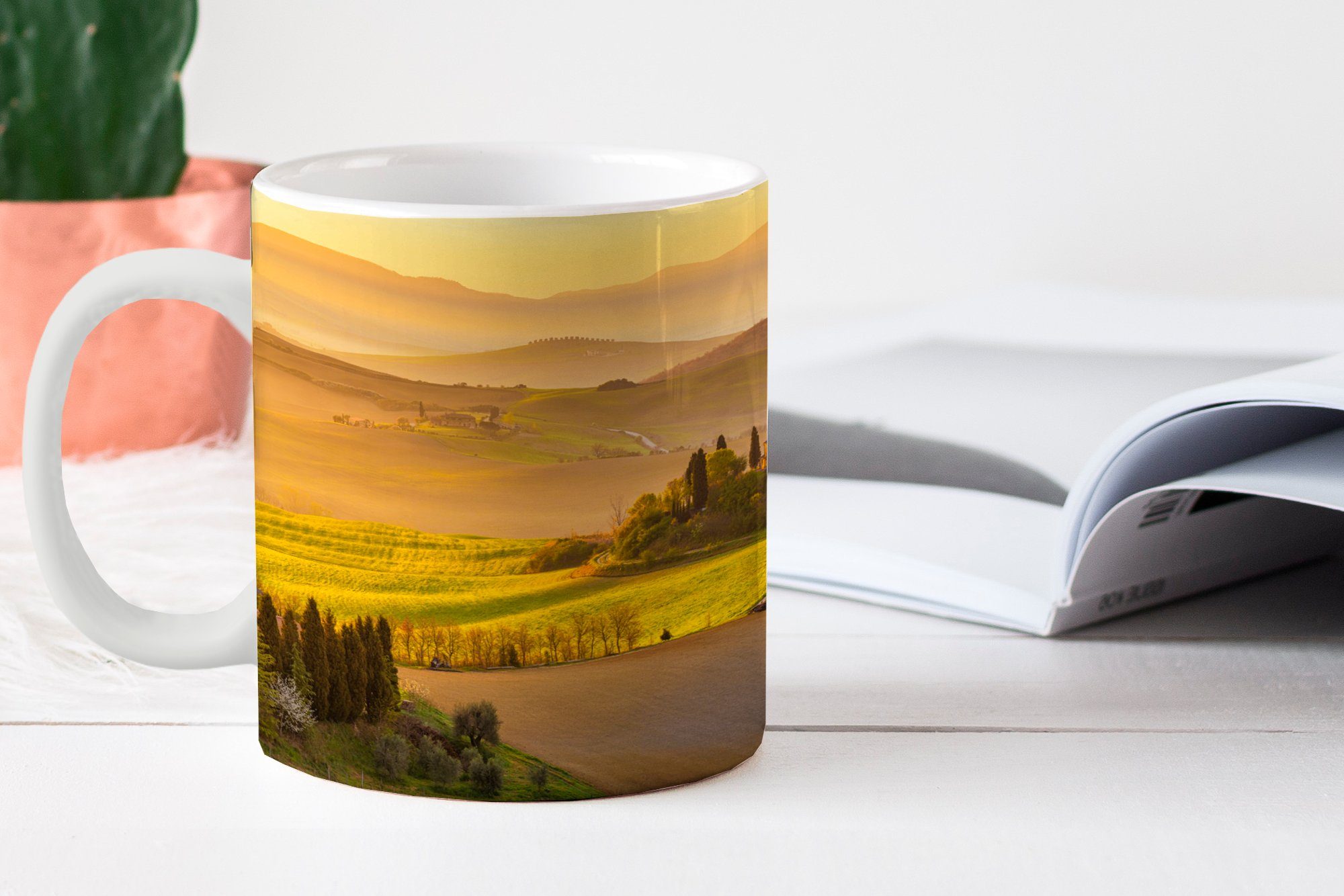 MuchoWow Tasse Italien - Geschenk Kaffeetassen, Teetasse, Olivengarten, Weinberg Teetasse, - Becher, Keramik