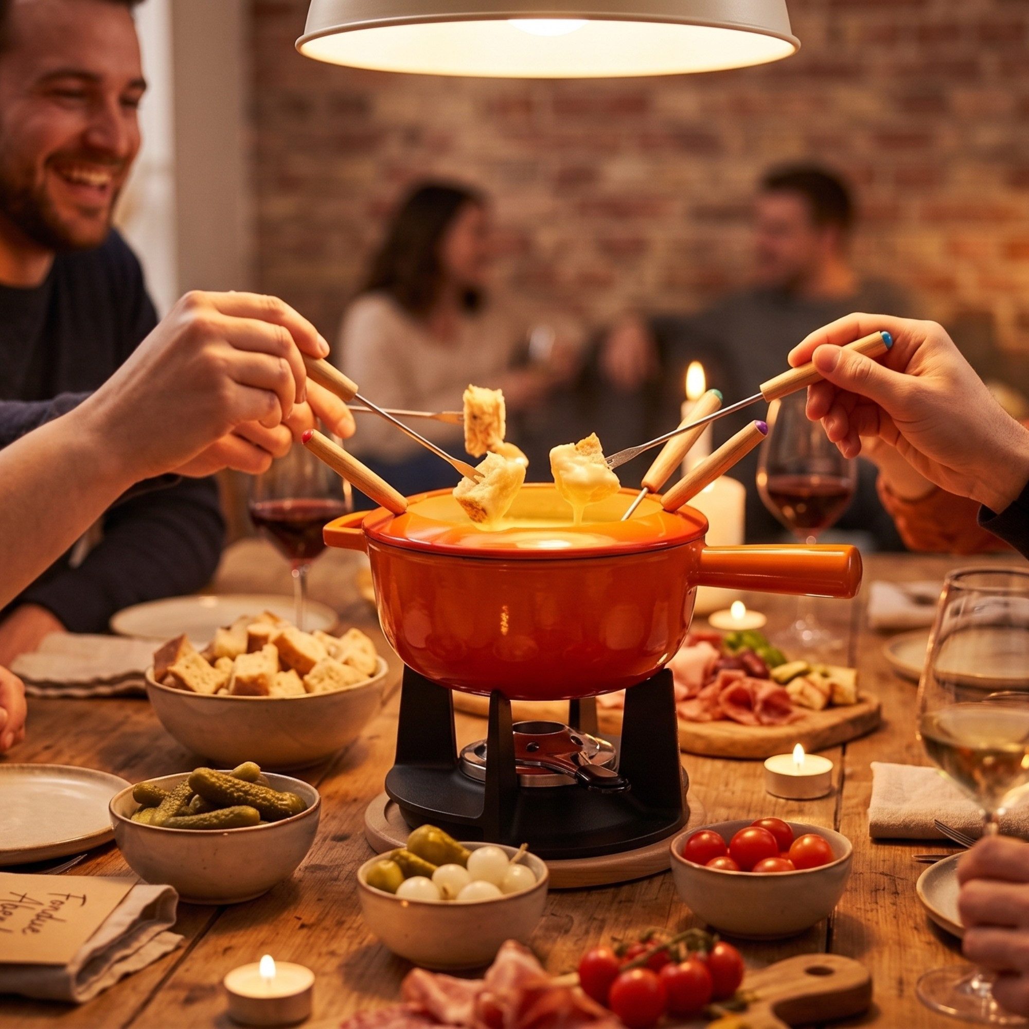 osoltus Fondue osoltus Fondue Käsefondue Set Gusseisen Matt Orange Emaille