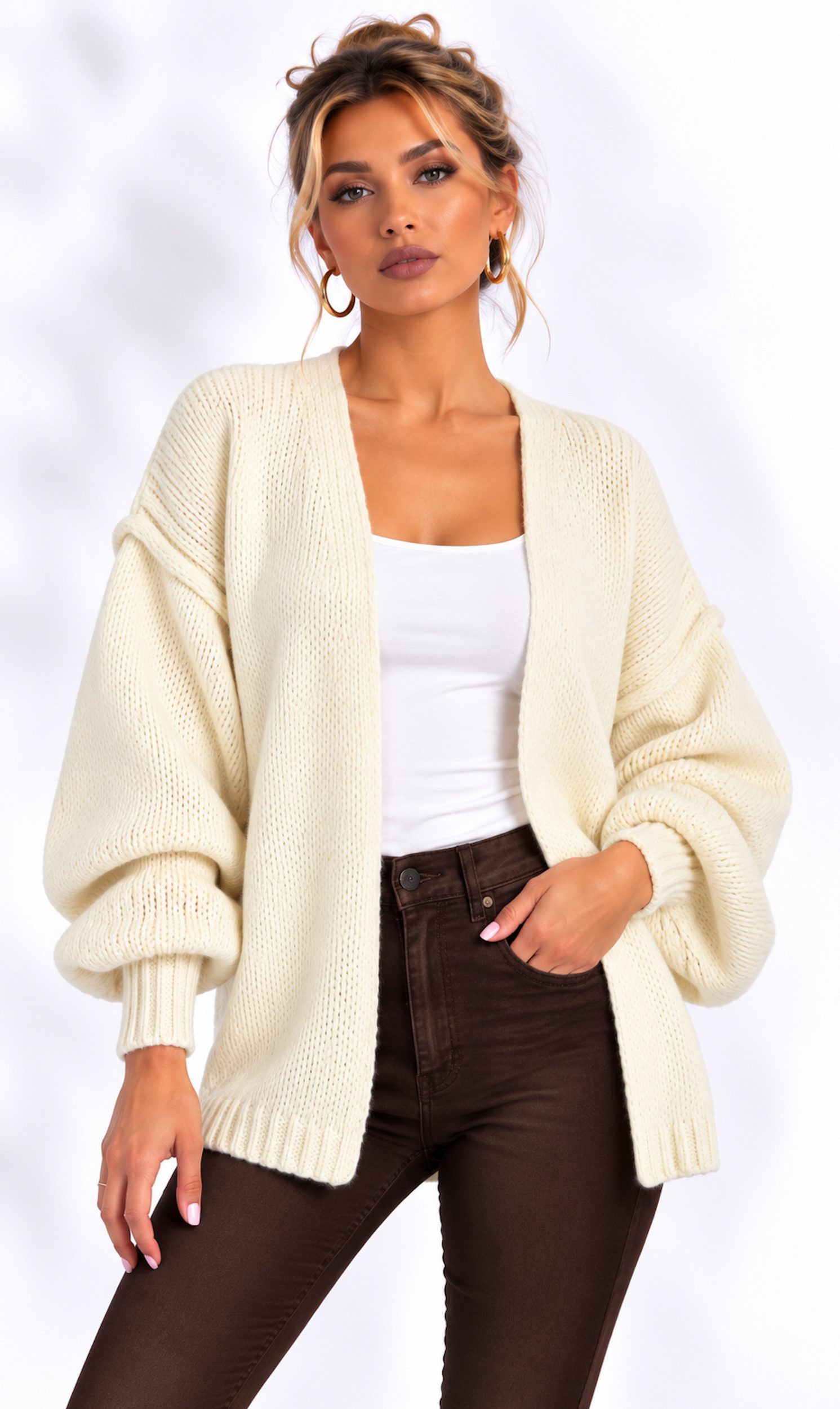 Worldclassca Cardigan Worldclassca Strickjacke Cardigan Uni Open Front Pullover Lang Casual Neue Kollektion - Stilvolle und gemütliche …