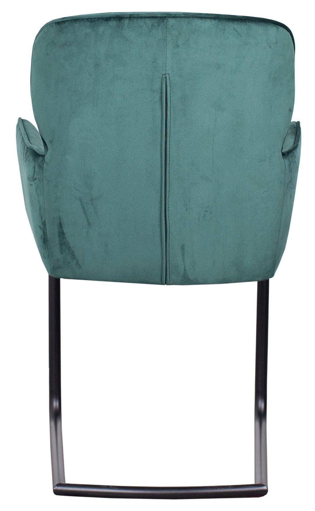 - (Set, - hohe - living - Metall-Gestell gepolstert 4-St), Venedig - Samtbezug - bene Samt Armlehnen Esszimmer Rückenlehne - dunkelgrün Sessel