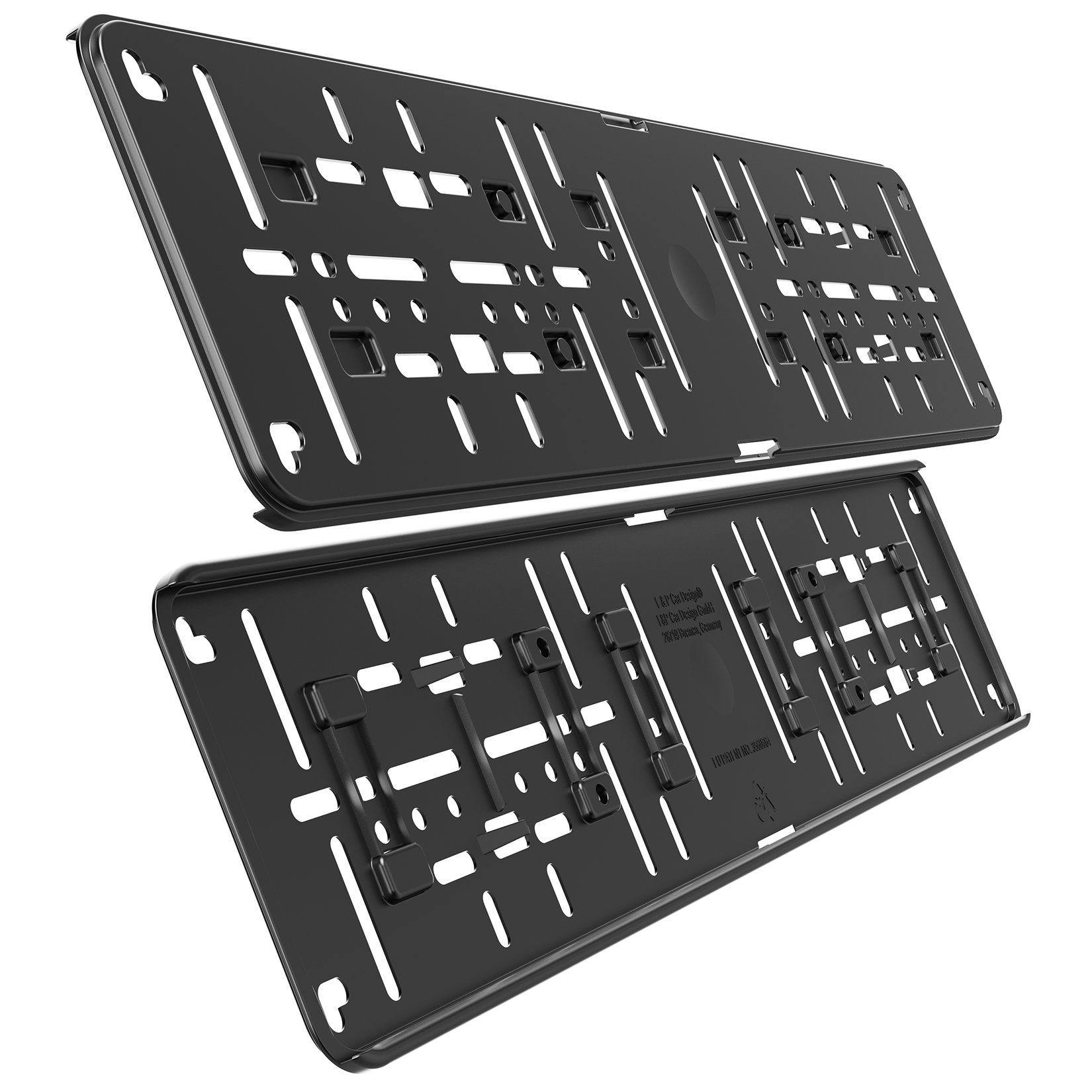 L & P Car Design Kennzeichenhalter für Auto rahmenlos ohne sichtbare Befestigungpunkte Schwarz, (1-St)