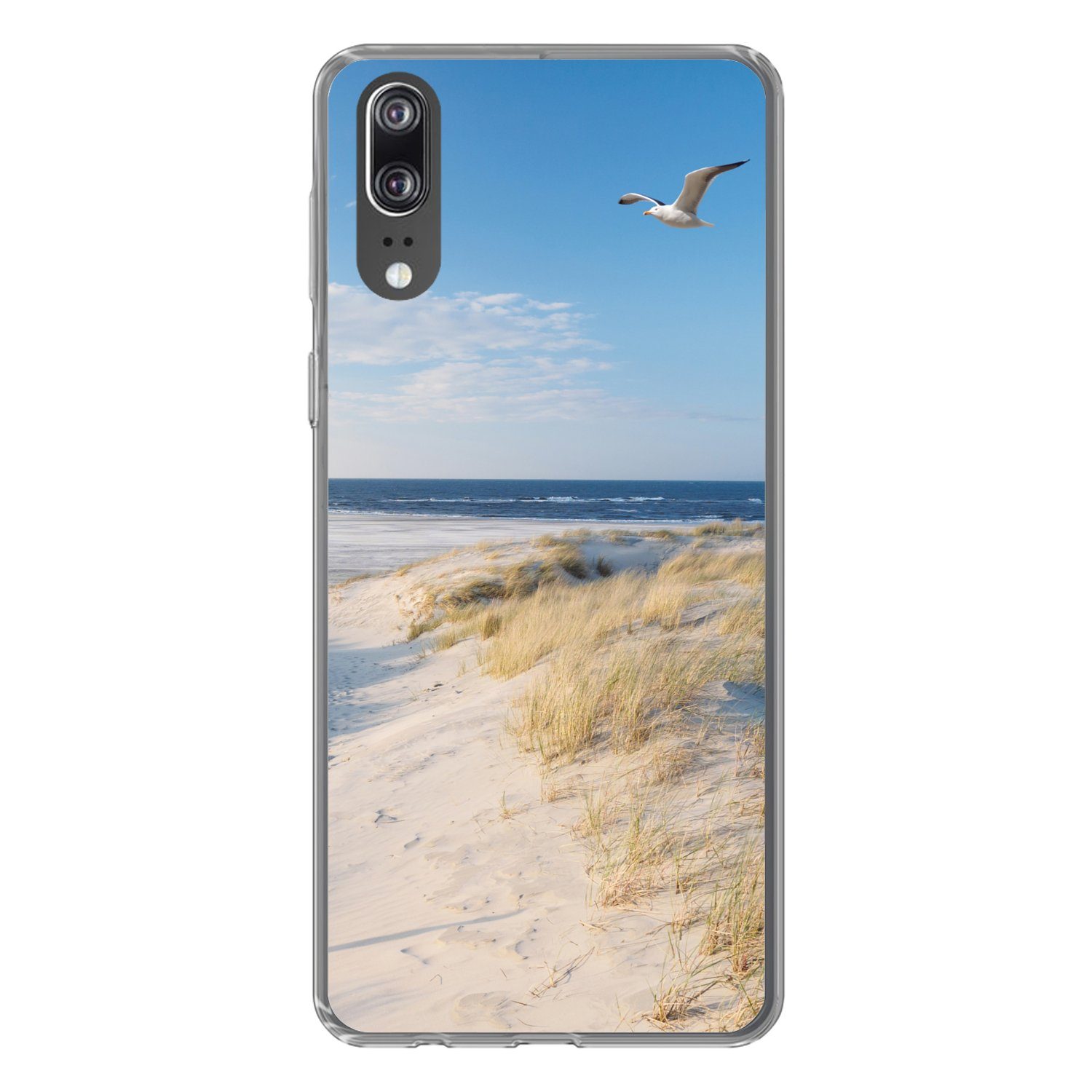 MuchoWow Handyhülle für Huawei P20 Düne - Möwe - Strand - Meer - Sonne, Handy Case, Silikon, Bumper Case Dünn