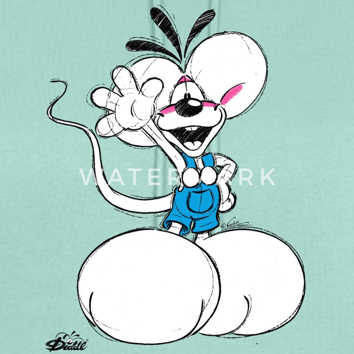 Spreadshirt Hoodie Diddl Diddlmaus Winkt Fröhlich günstig online kaufen