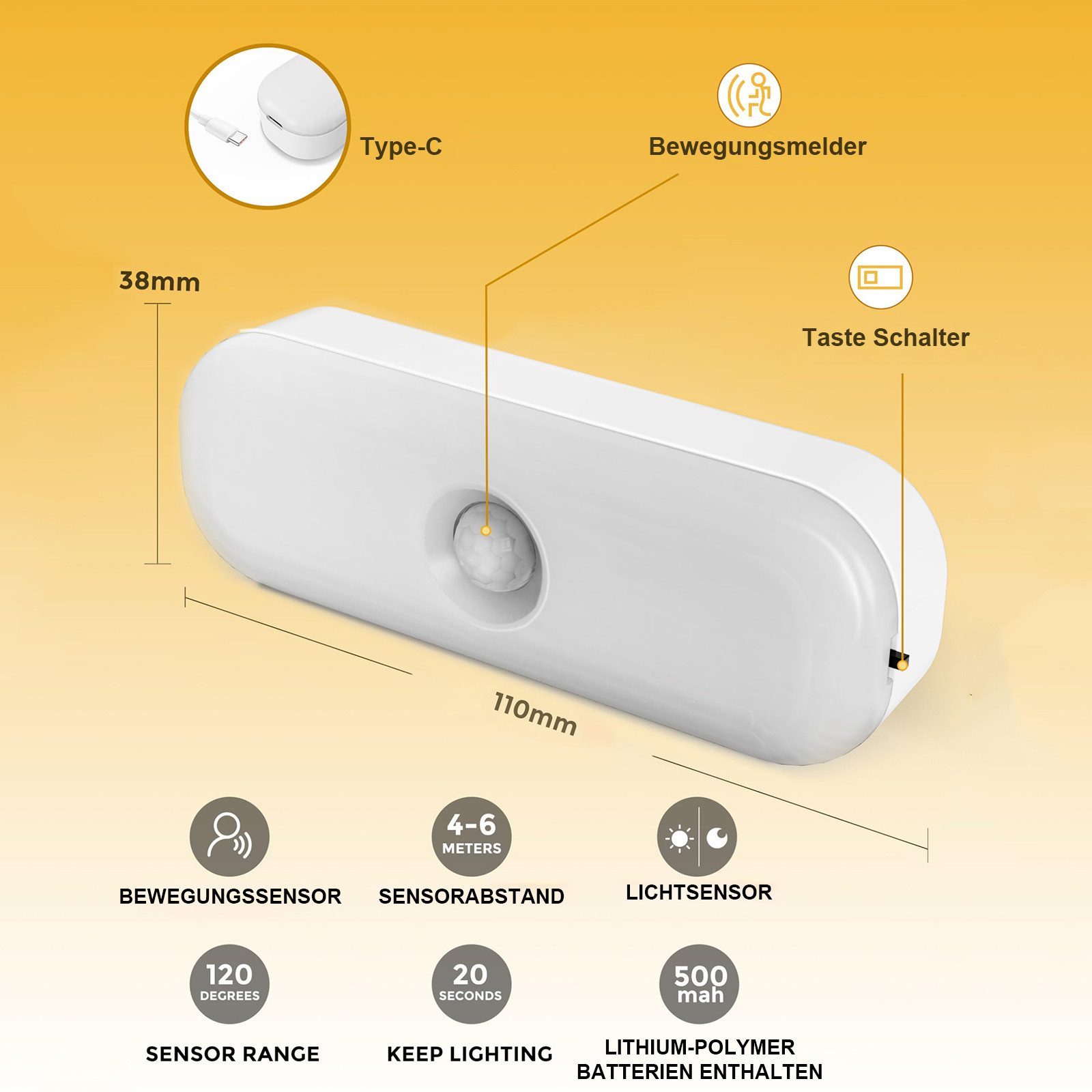 Jibenhome LED Nachtlicht Schrankbeleuchtung Bewegungssenso Unterschrank Bel günstig online kaufen