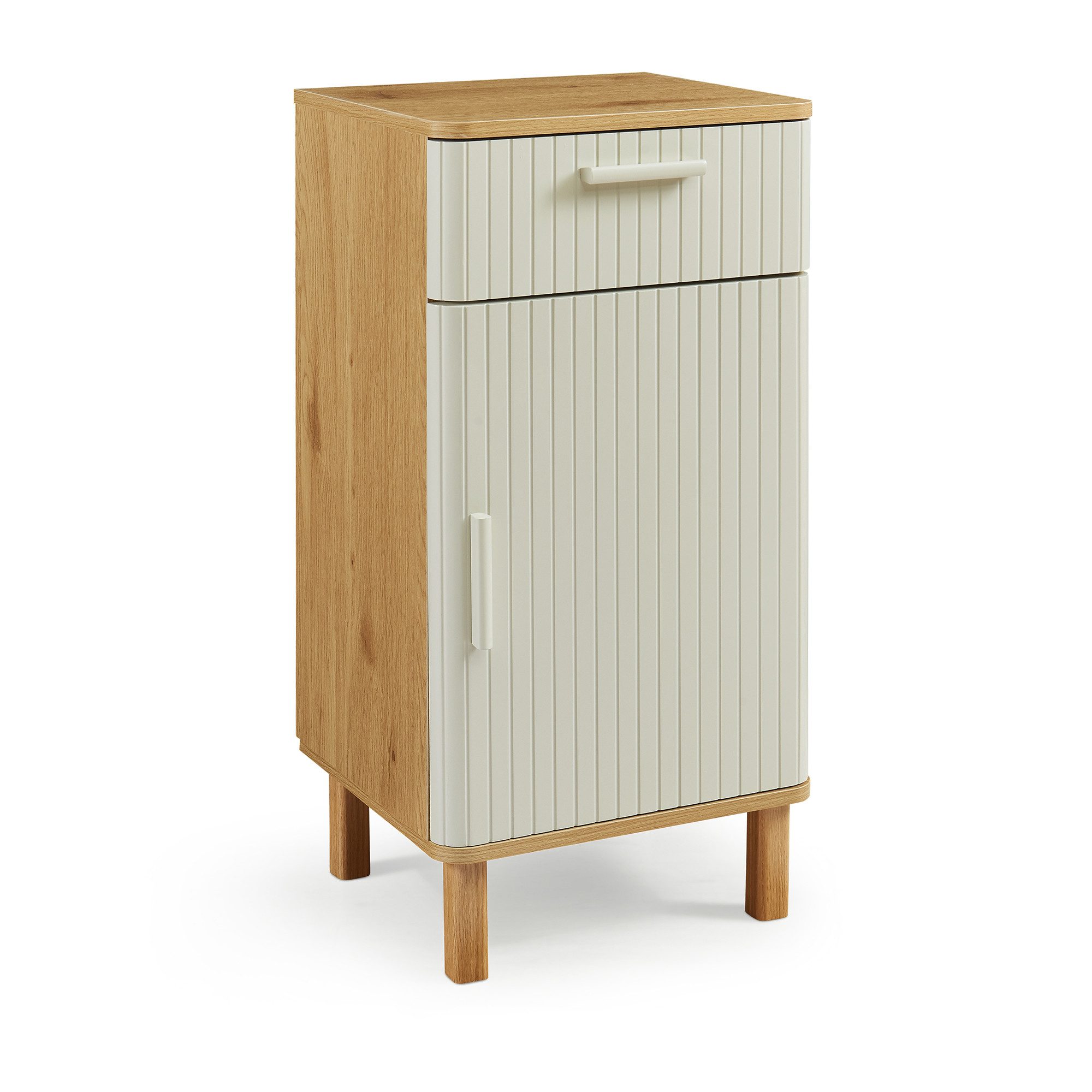 en.casa Midischrank »Ferrersp« 80x40x35 cm 1 Tür und 1 Schublade Eicheoptik/Sandfarben