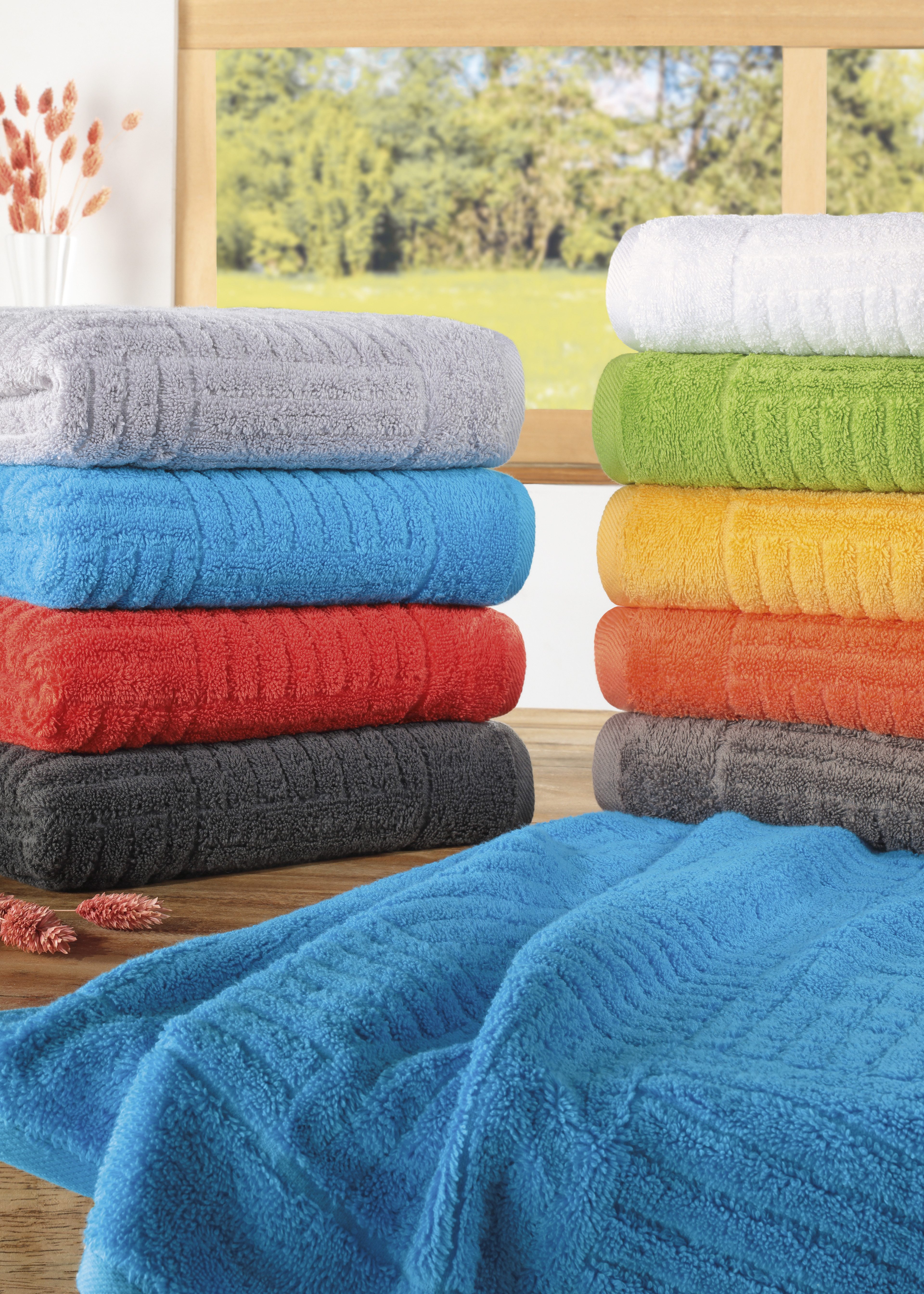 ROSS Gästehandtücher CARRE, Frottier (Packung, 6-St), 100% Baumwolle, Rippenstruktur, große Farbauswahl