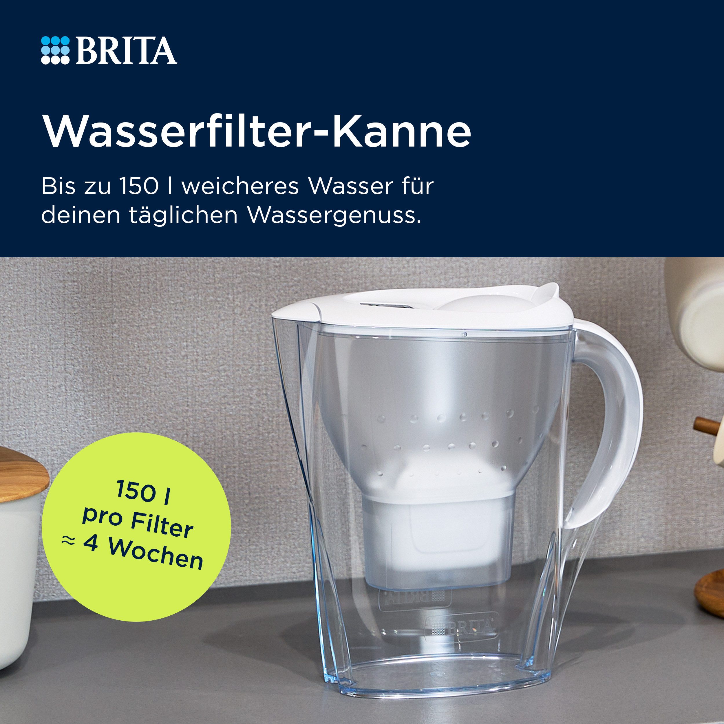 BRITA Wasserfilter Kanne MAXTRA Marella graphit inkl. 1x Pure Performance Kartusche, Passt in Kühlschrank, Filterwechselanzeige, reduziert PFAS, Kalk etc. – Bild 2 von 5