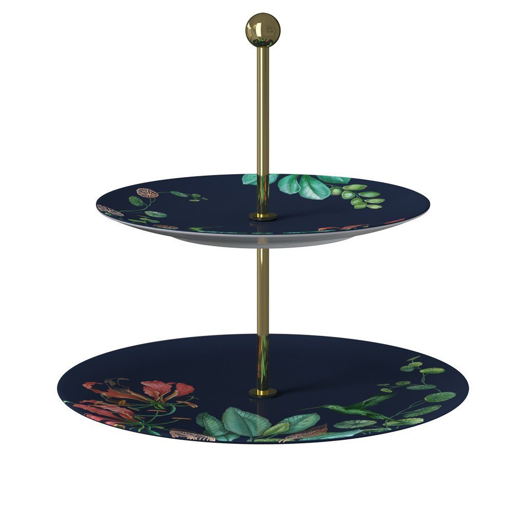 Villeroy & Boch Signature Etagere Avarua Gifts Etagere, 27,5x26,7cm, blau/bunt, Porzellan, (1-tlg), Premium Bone Porcelain, spülmaschinenfest, Made in Germany