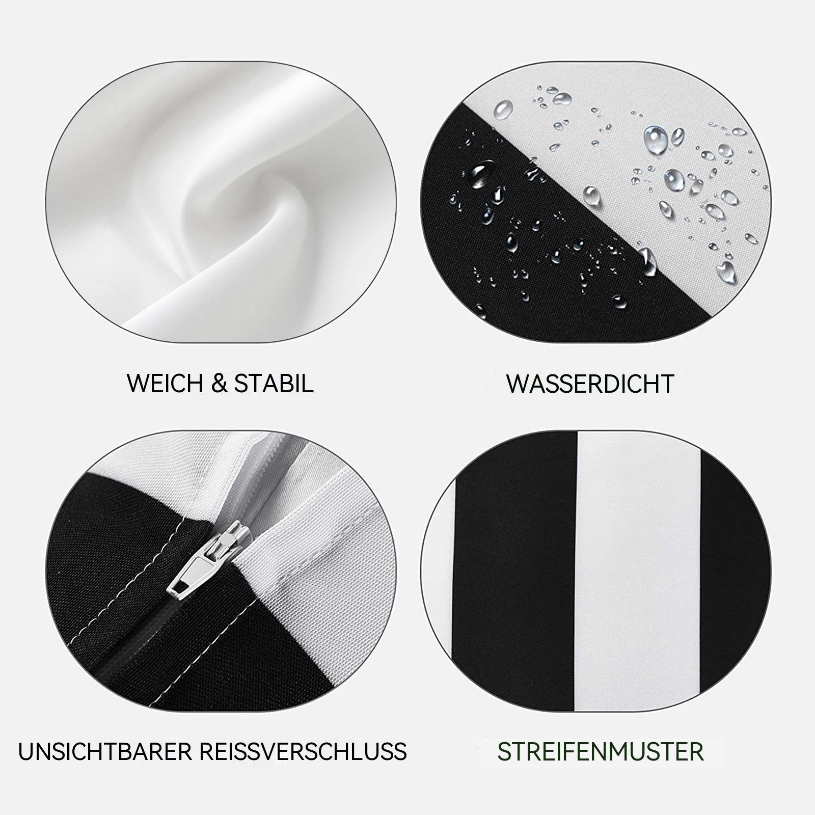 Agger Kissenbezüge Dekorativer,wasserfester Kissenbezug für den Außenbereich (gestreift), 2er-Set (45 x 45 cm)–Geeignet für Terrassen, Zelte, Balkone und Sofas