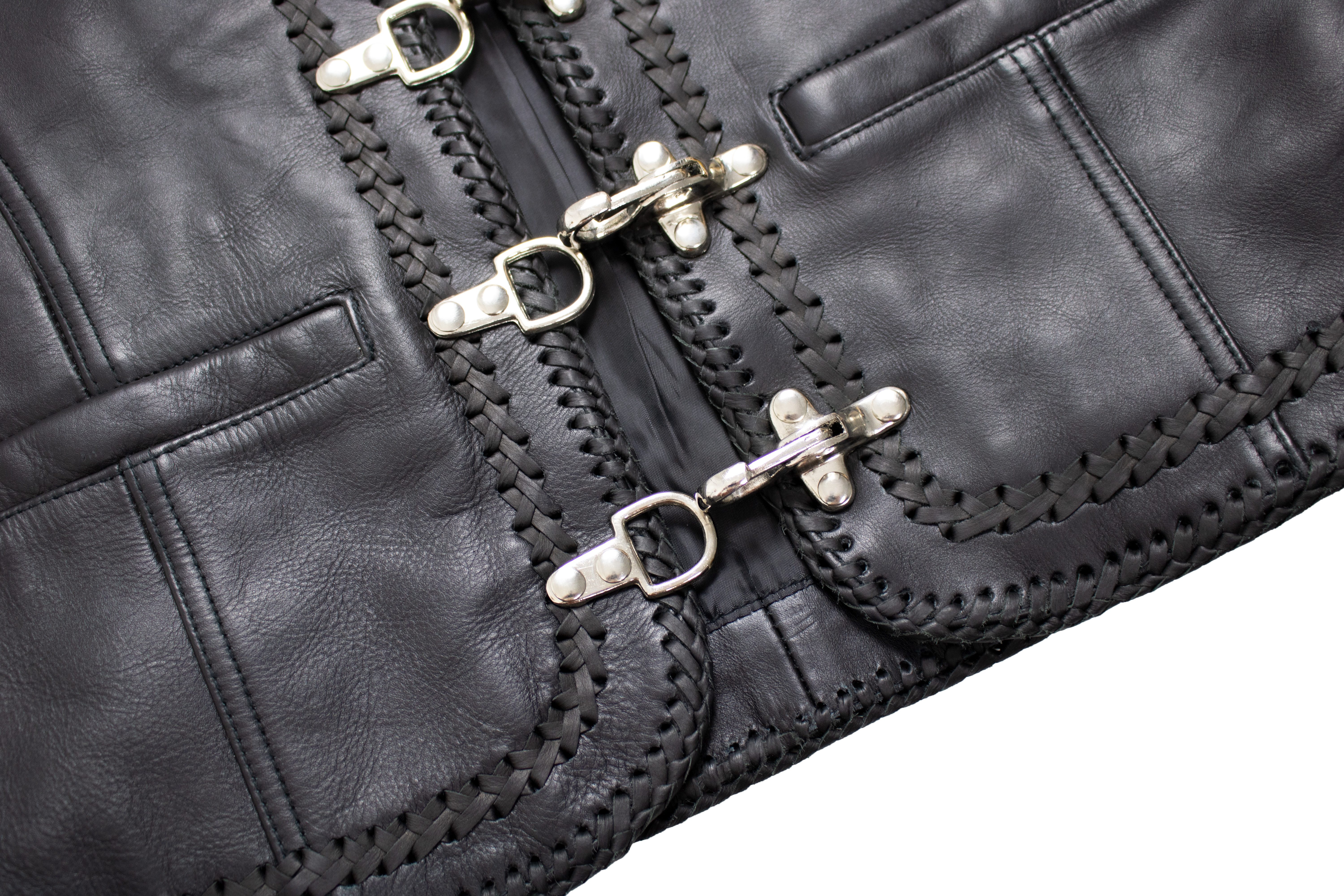 MDM Lederweste Herren Motorrad Biker Lederweste Doppelt geflochten – Bild 4 von 5