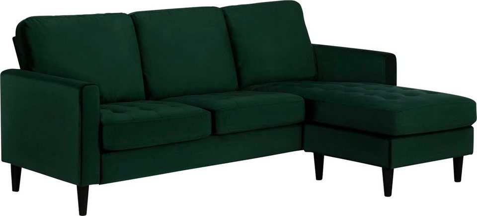 CosmoLiving by Cosmopolitan Ecksofa Strummer, 1 Teile, in Veloursstoff,  Ottomane beidseitig montierbar, Sitzhöhe 46 cm