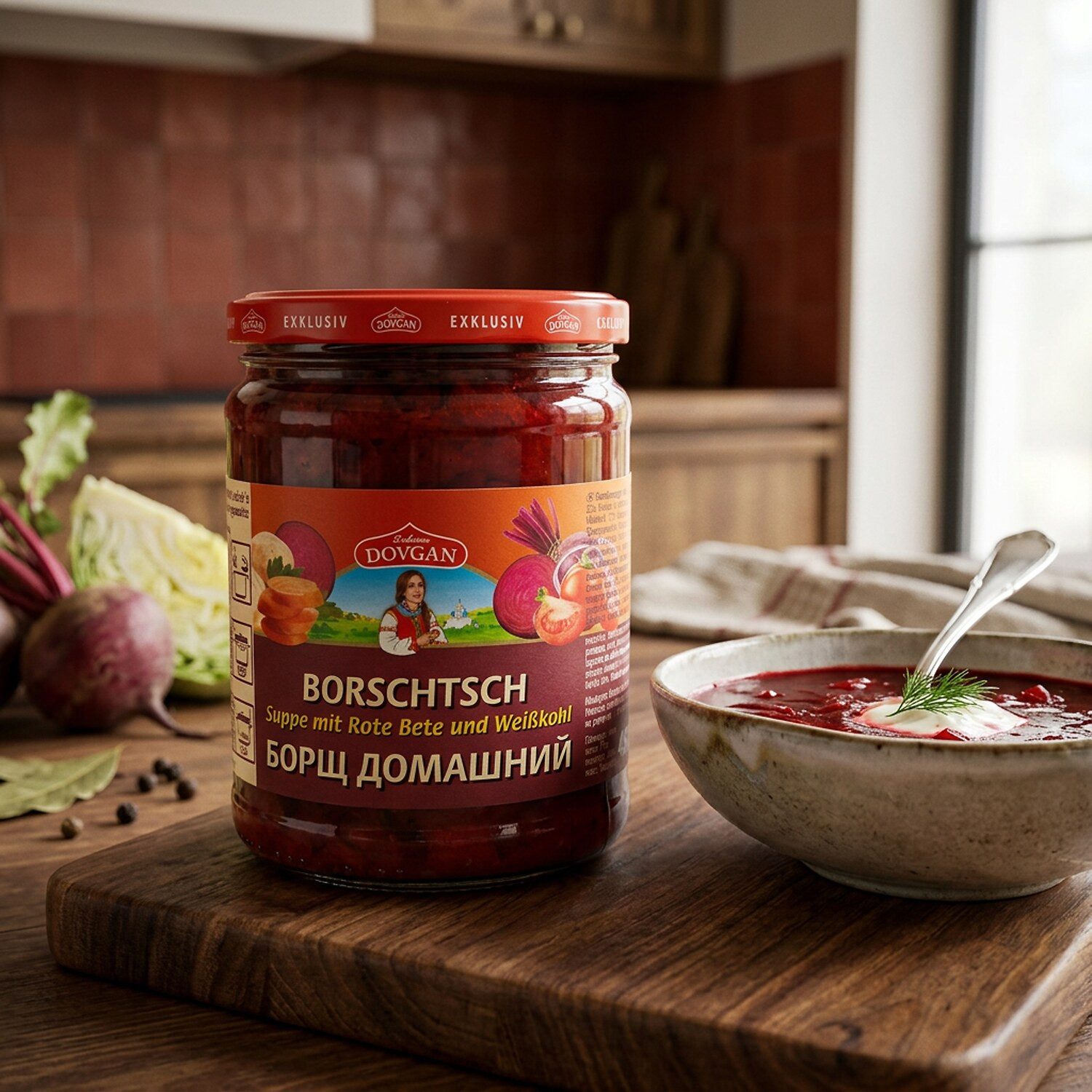 Dovgan Süßigkeit, 1 x 480 g, Borschtsch Rote-Bete-Suppe mit Weißkohl