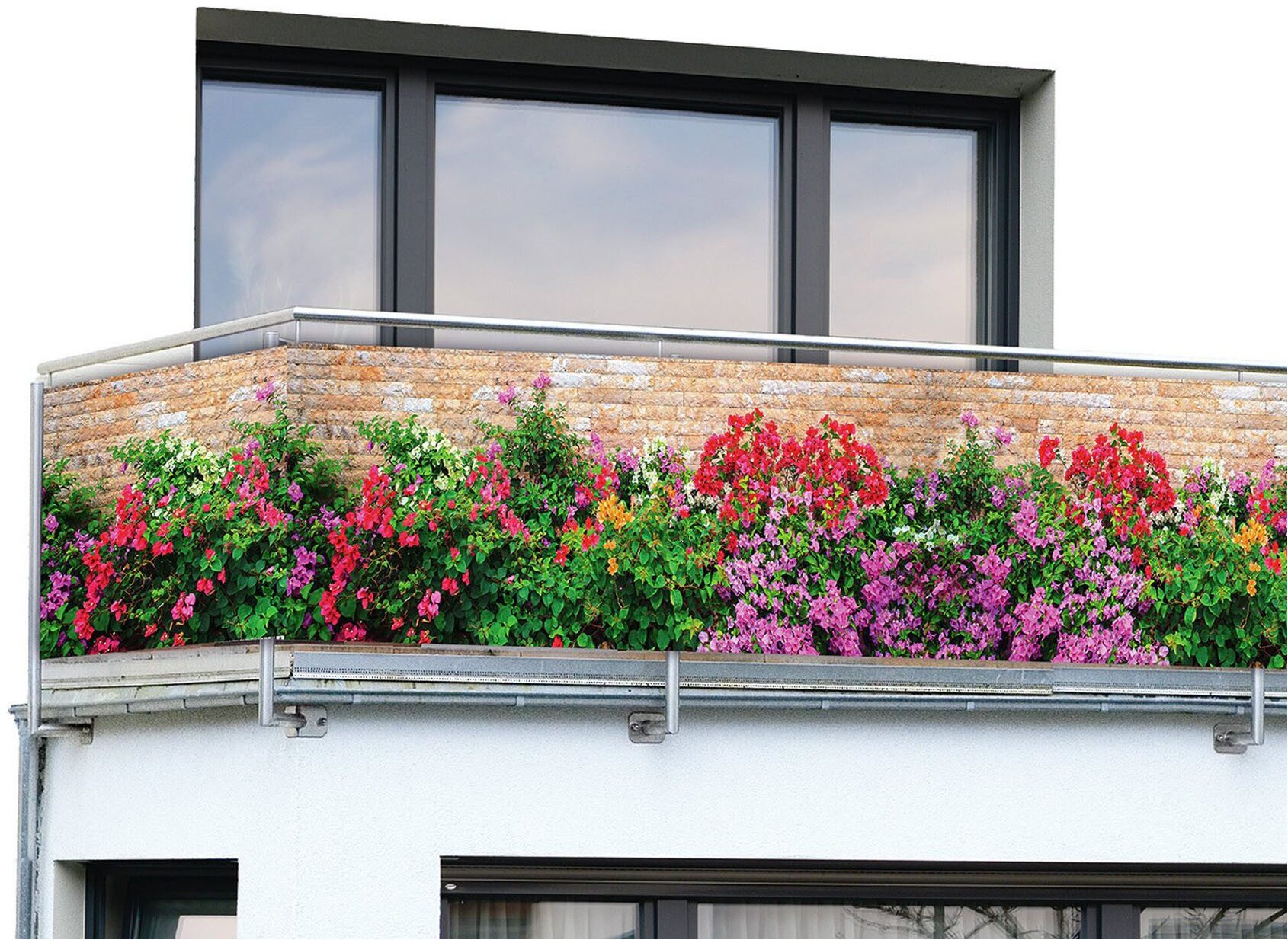 Maximex Balkonsichtschutz Mauer-Blumen 5 m, UV- und witterungsbeständig