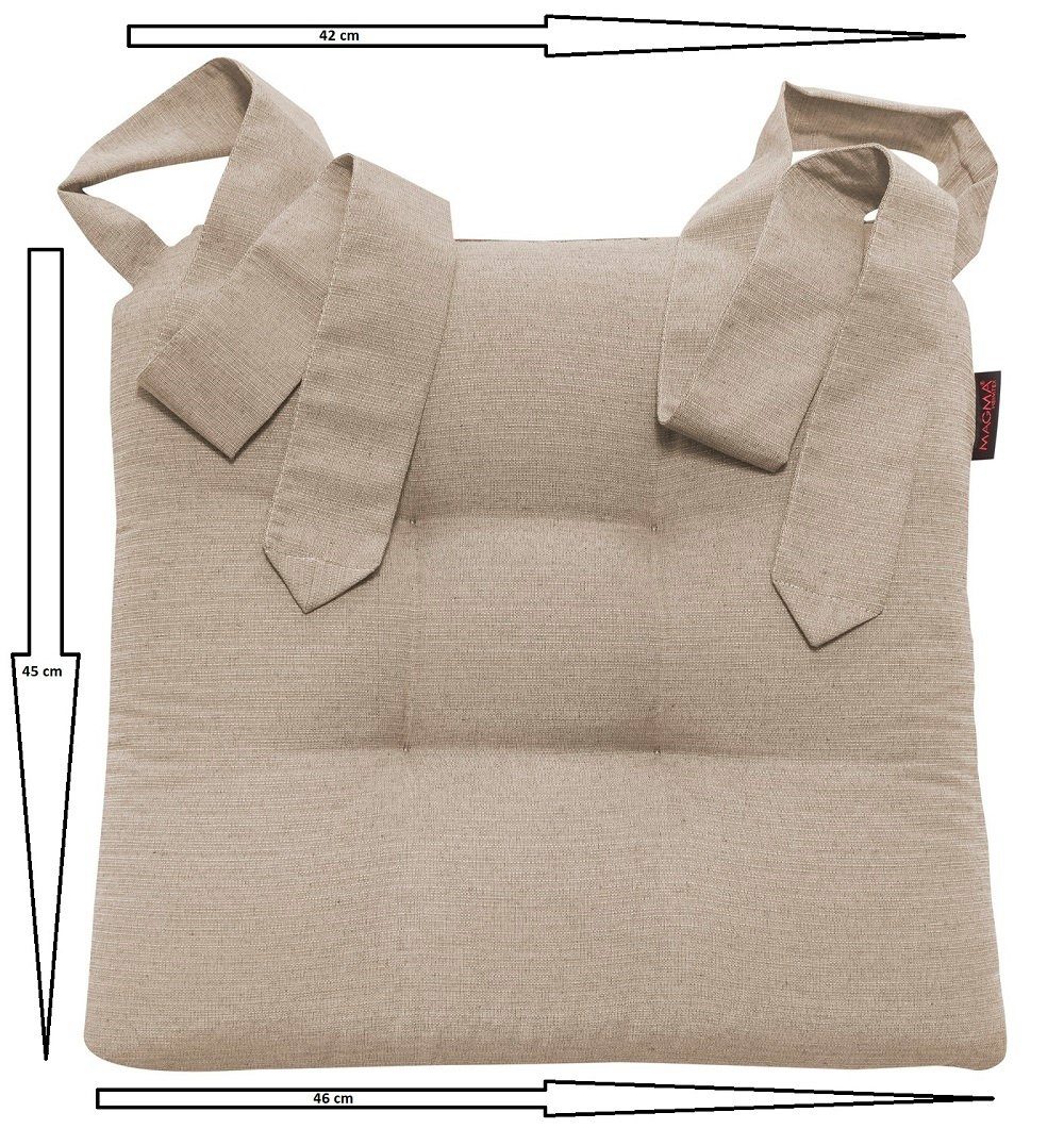 Magma Heimtex Sitzkissen Fino Schleifenband Stuhlauflage Rattanstühle extra dick 2er Set, Schlaufenband