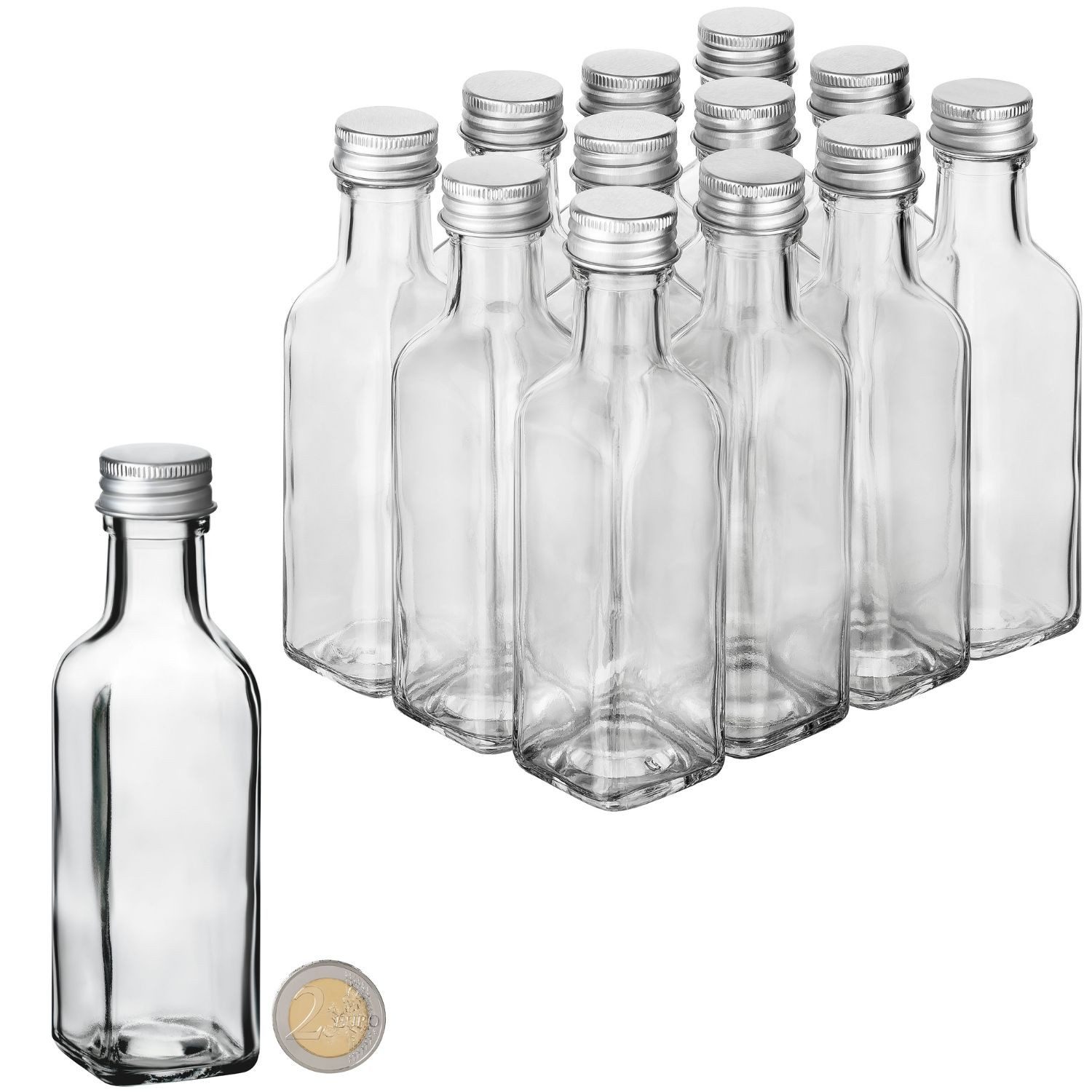 Flaschen-Fuchs Vorratsglas 12x kleine Glasflaschen 100ml Flaschen zum Befüllen mit Likör, Öl, Glas, (12-tlg)